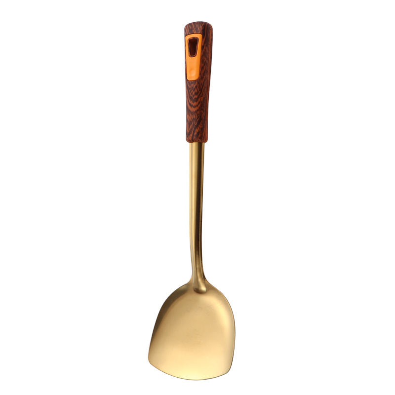 Luxury Series Stainless Steel Titanium Coating Wok Spatula Slotted Spoon Heat Resistant Handle Kitchen Cooking Tools