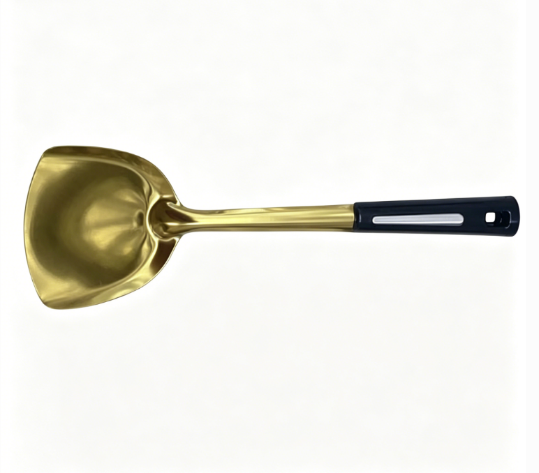 Luxury Series Stainless Steel Titanium Coating Wok Spatula Slotted Spoon Heat Resistant Handle Kitchen Cooking Tools
