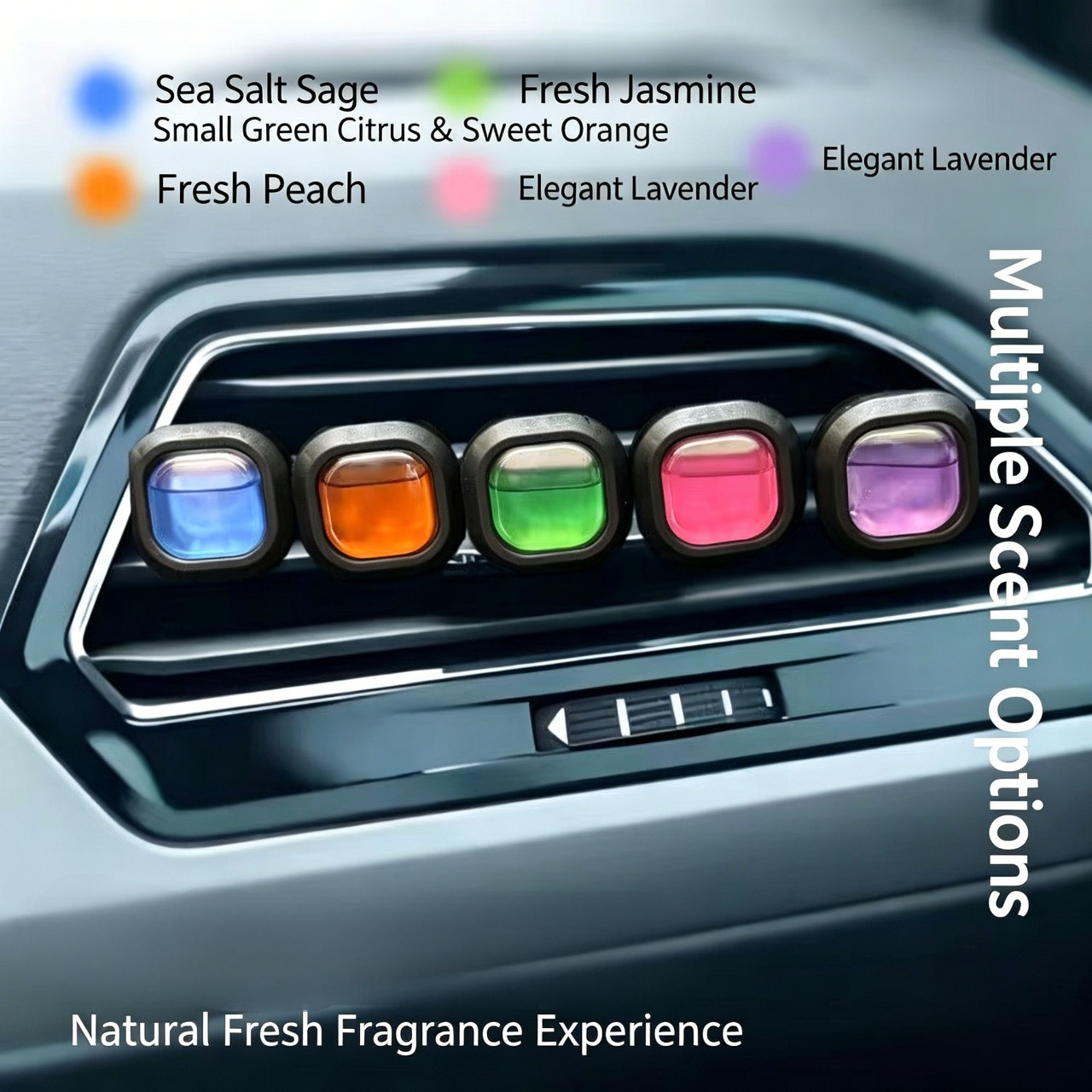 Car Air Freshener Vent Clip Bottle Ornament Air Vent Perfume Essential Oil Diffuser Long Lasting Natural Fragrance Aromatherapy, Multiple Scent Options for Car Odor Removal