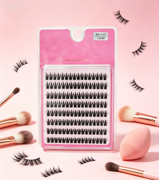 12mm/14mm Curly Mink False Eyelashes, Natural Fluffy Cluster Lashes for Daily Makeup, Soft Lightweight Volume Lashes