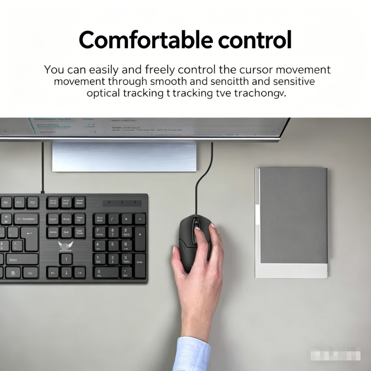 Black Wired USB Computer Mouse, Ergonomic Comfort Grip Wired Mice, Durable Office Desktop Mouse for Kenya Home & Work