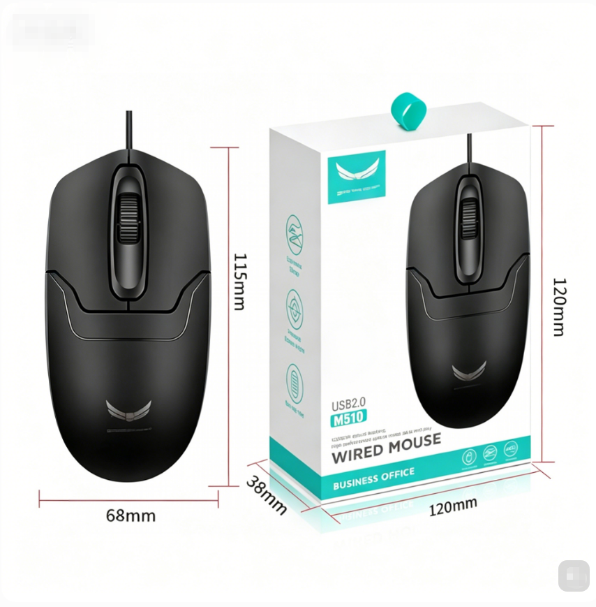 Black Wired USB Computer Mouse, Ergonomic Comfort Grip Wired Mice, Durable Office Desktop Mouse for Kenya Home & Work