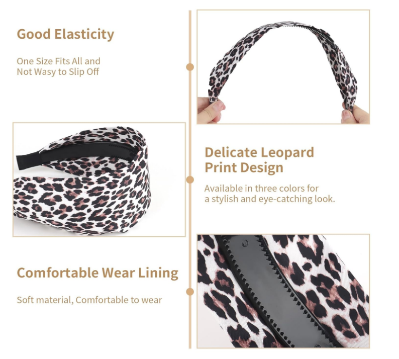Leopard Print Wide Headband for Women & Girls, Fashionable Non-Slip Hair Accessory, Trendy Leopard Pattern Hairband for Daily & Party Use
