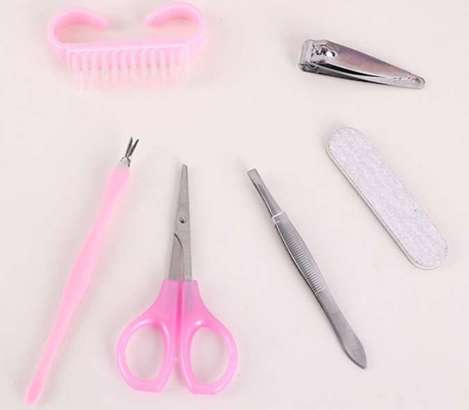 5Pcs Pink Nail & Foot Care Set For Men & Women, Complete Pedicure Manicure Kit With Nail Clipper, Foot Scrub Gel, Foot Brush, Exfoliating Cream & Nail File