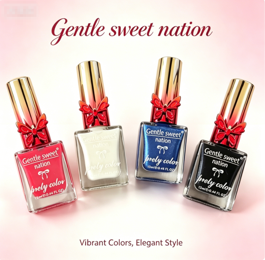 Glossy 4 Color Nail Polish Collection, Long Wear Waterproof Quick Dry Nail Paint, Daily Casual & Party Finger Makeup