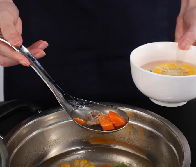 Stainless Steel Rice Spoon Durable Large Handle Dinner Spoon Multifunctional Kitchen Scoop Vertical Mixing Shovel Household Cooking Utensils for Home Dining Use