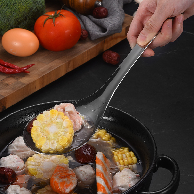 Stainless Steel Rice Spoon Durable Large Handle Dinner Spoon Multifunctional Kitchen Scoop Vertical Mixing Shovel Household Cooking Utensils for Home Dining Use