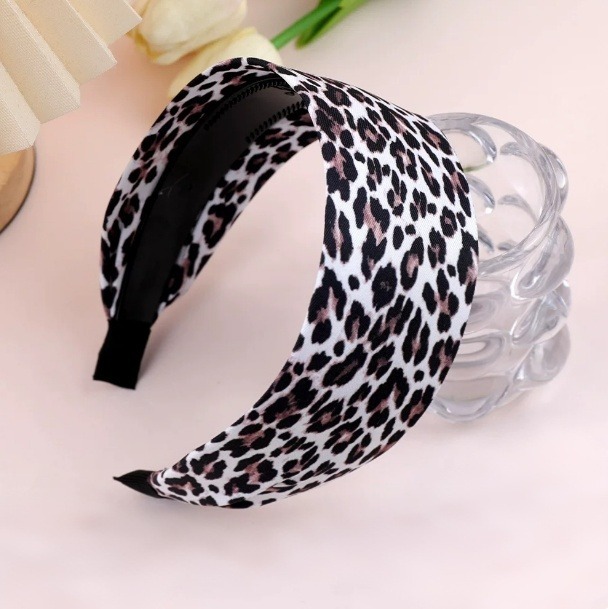 Leopard Print Wide Headband for Women & Girls, Fashionable Non-Slip Hair Accessory, Trendy Leopard Pattern Hairband for Daily & Party Use