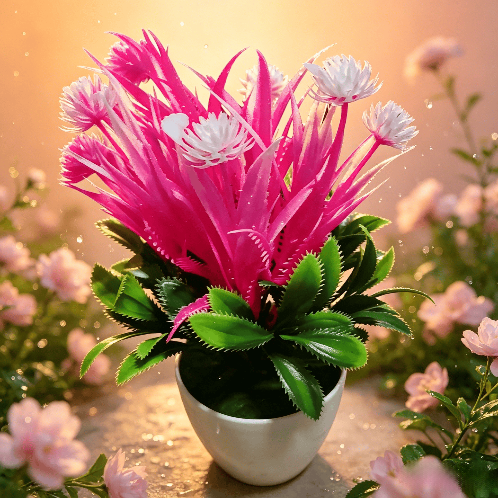 2pcs Fake Potted Artificial Flowers，Artificial Potted Plants, Fake Flowers with Base, All Season Decor for Dining Table, Desktop, Home, Bathroom & Office Decoration