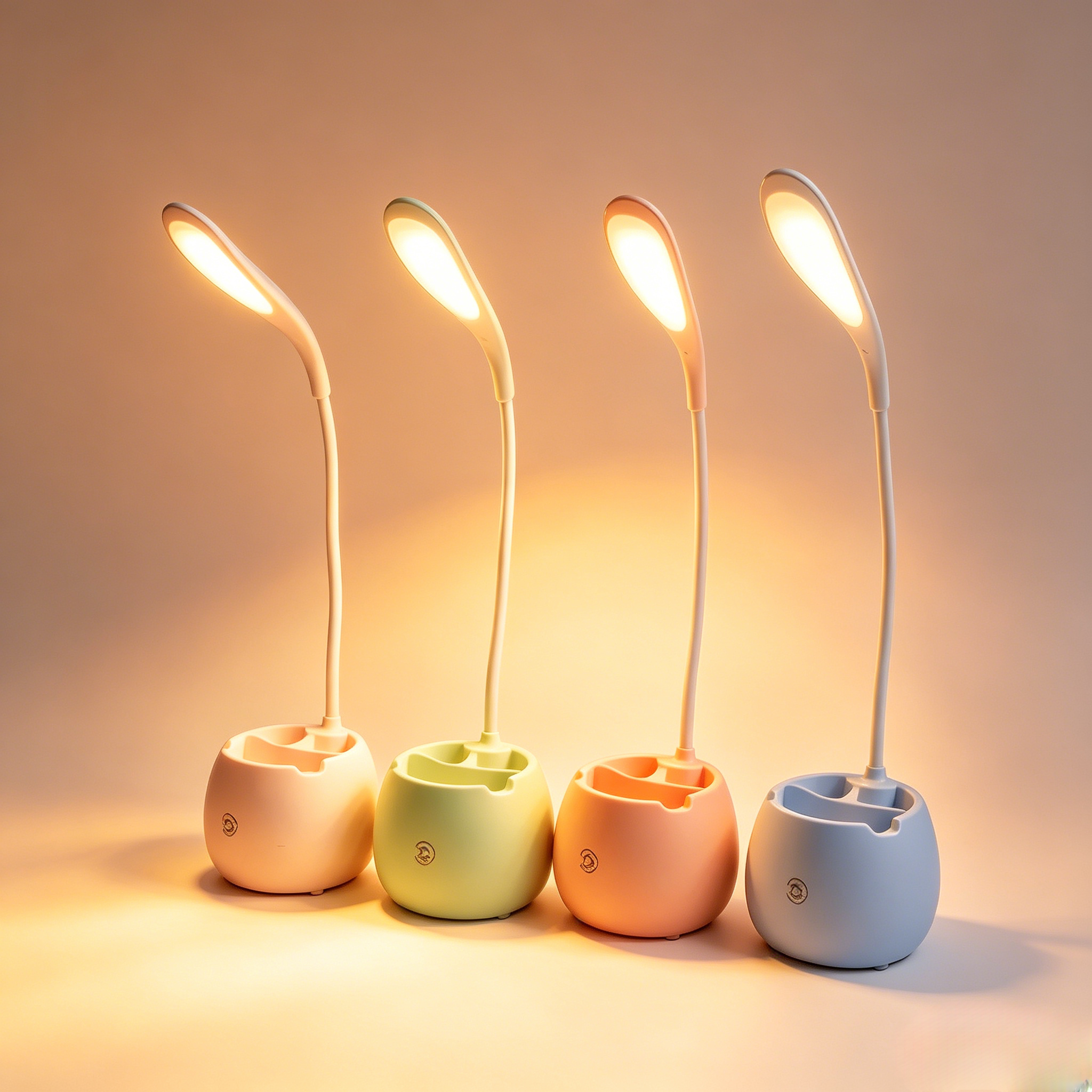LED Pen Holder Desk Lamp USB Rechargeable Touch Dimmable Eye-Care Night Light for Kids Students Study Bedroom Dorm Home Office