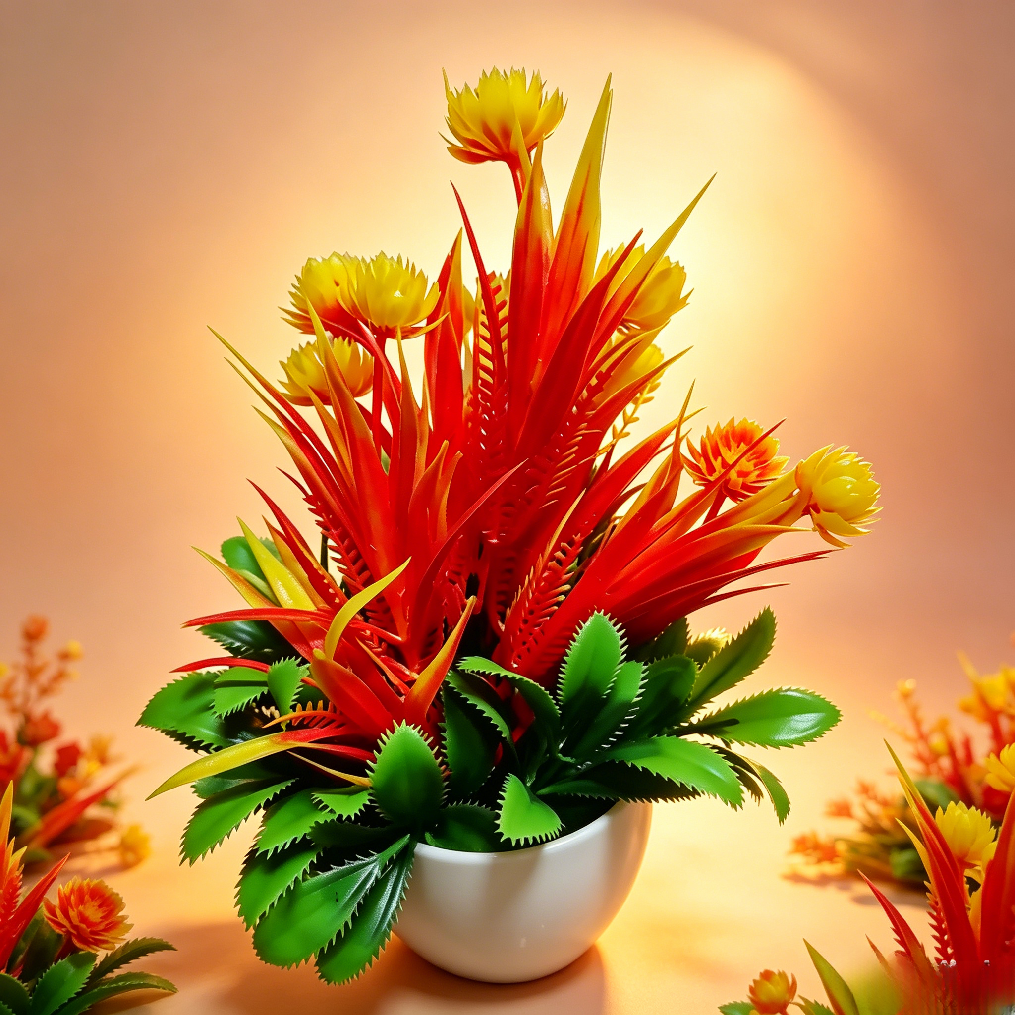 2pcs Fake Potted Artificial Flowers，Artificial Potted Plants, Fake Flowers with Base, All Season Decor for Dining Table, Desktop, Home, Bathroom & Office Decoration