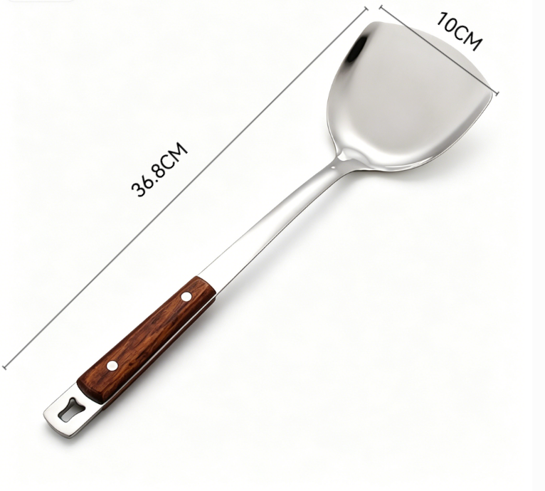 Luxury Series Stainless Steel Titanium Coating Wok Spatula Slotted Spoon Heat Resistant Handle Kitchen Cooking Tools