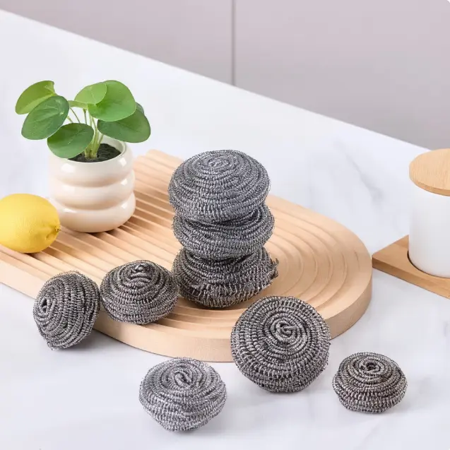 6 Pcs Stainless Steel Scrubber, Heavy Duty Metal Scouring Pad, Reusable Steel Wool Cleaner for Pot, Pan, Kitchen & Bathroom