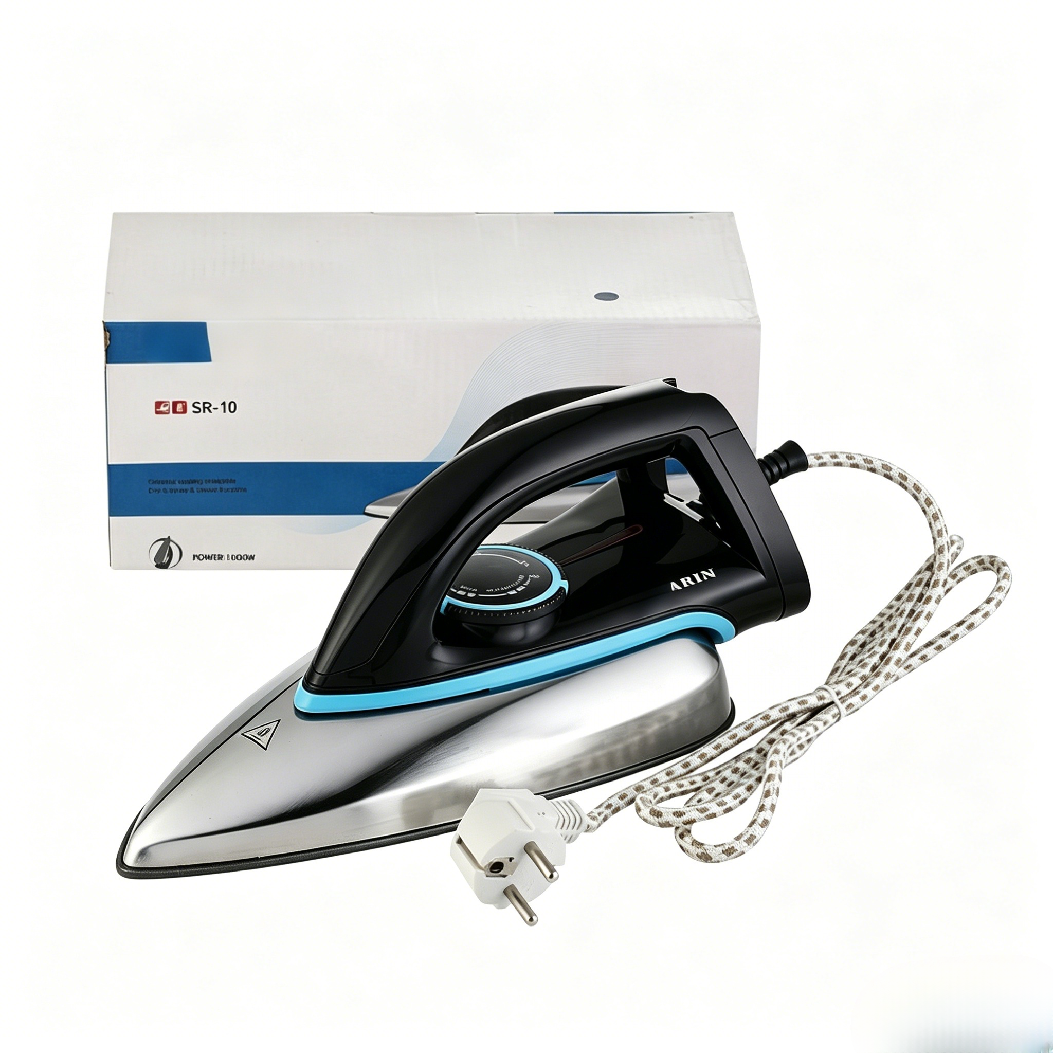 Portable Dry Electric Iron Stainless Steel Soleplate Fast Heating Household Clothes Pressing Iron 
dry electric iron, stainless steel soleplate iron, fast heating home iron, portable clothes iron