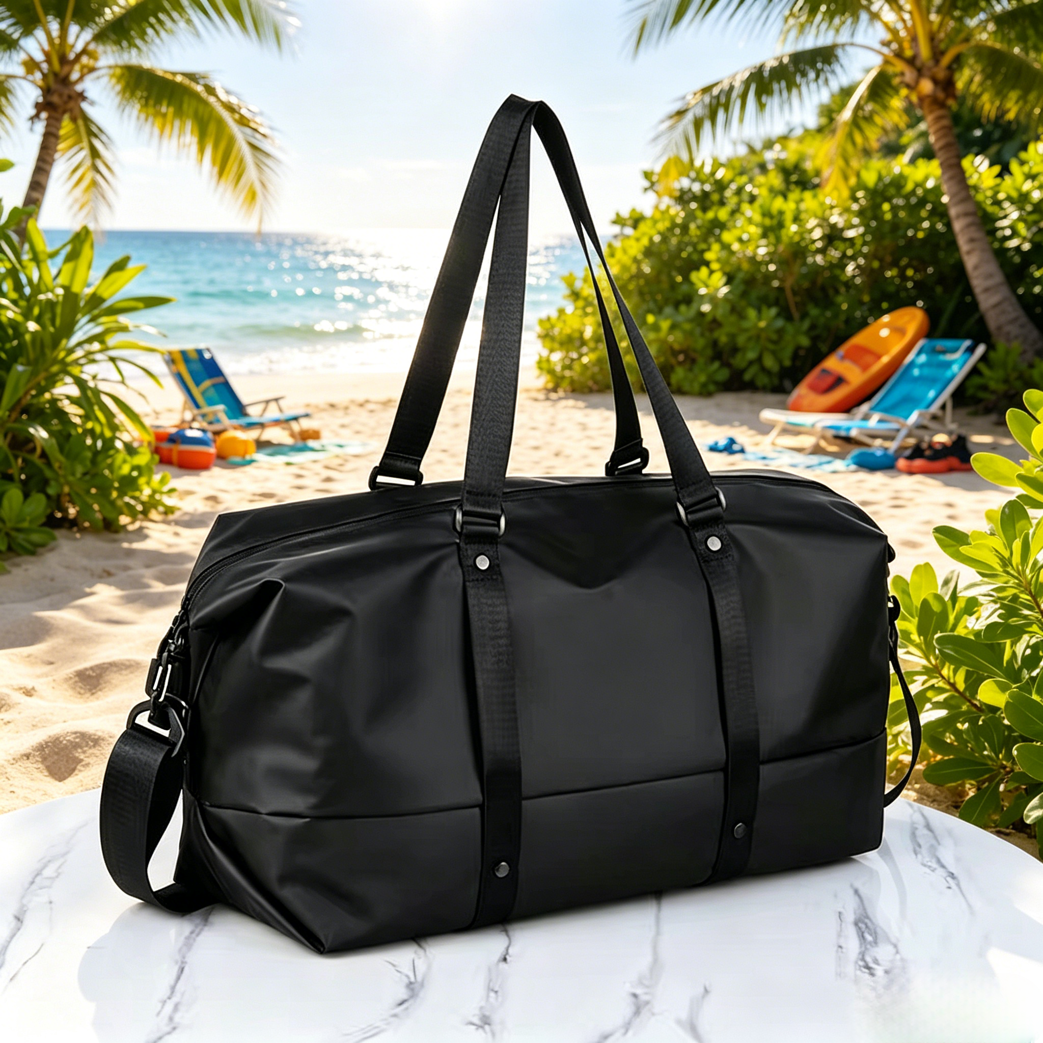 Unisex Large Sports Gym Bag Travel Duffel Bag Wet Dry Separation Luggage Weekend Overnight Bag Black