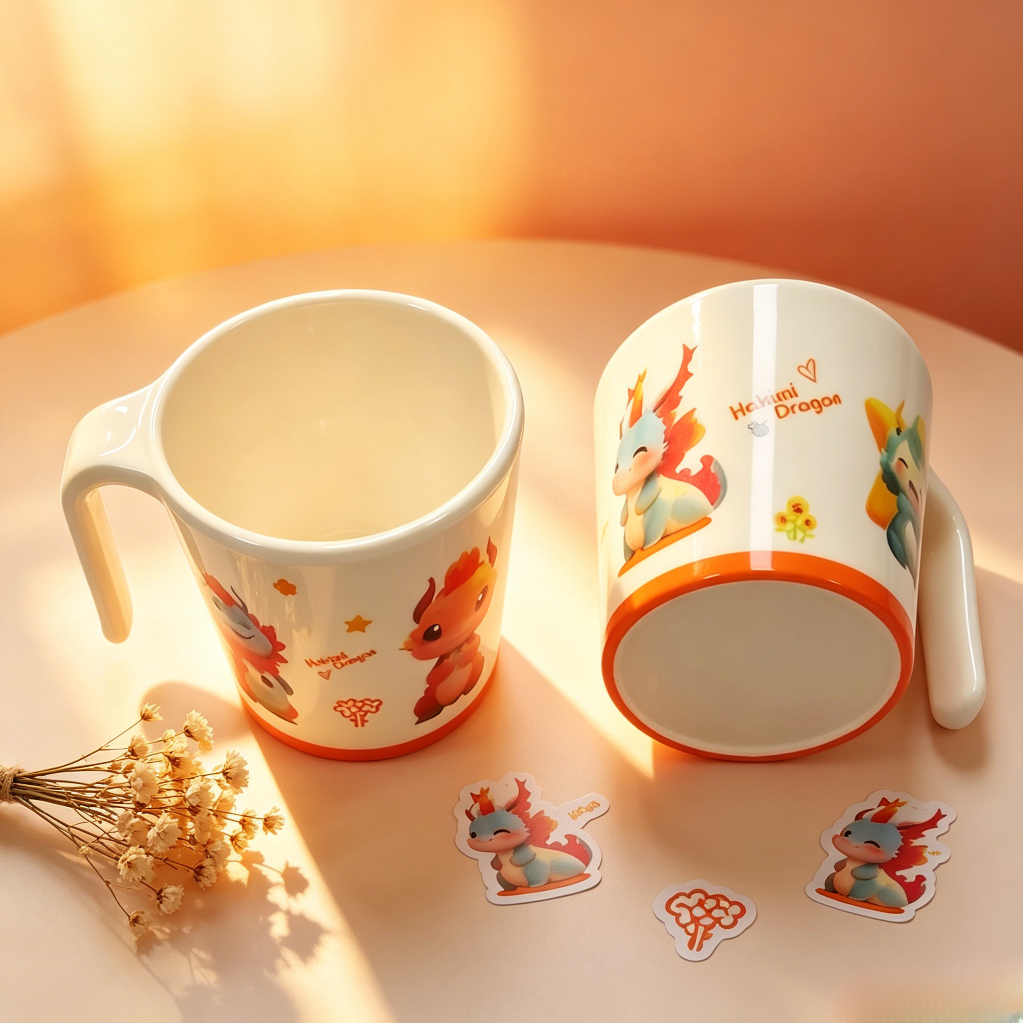Cartoon Water Mug, Uncovered Drinking Cup, Cute Cartoon Pattern Plastic Water Cup for Home School Office Daily Use，Plain No Lid Water Cup，Plastic Drinking Cup，Home Daily Water Cup