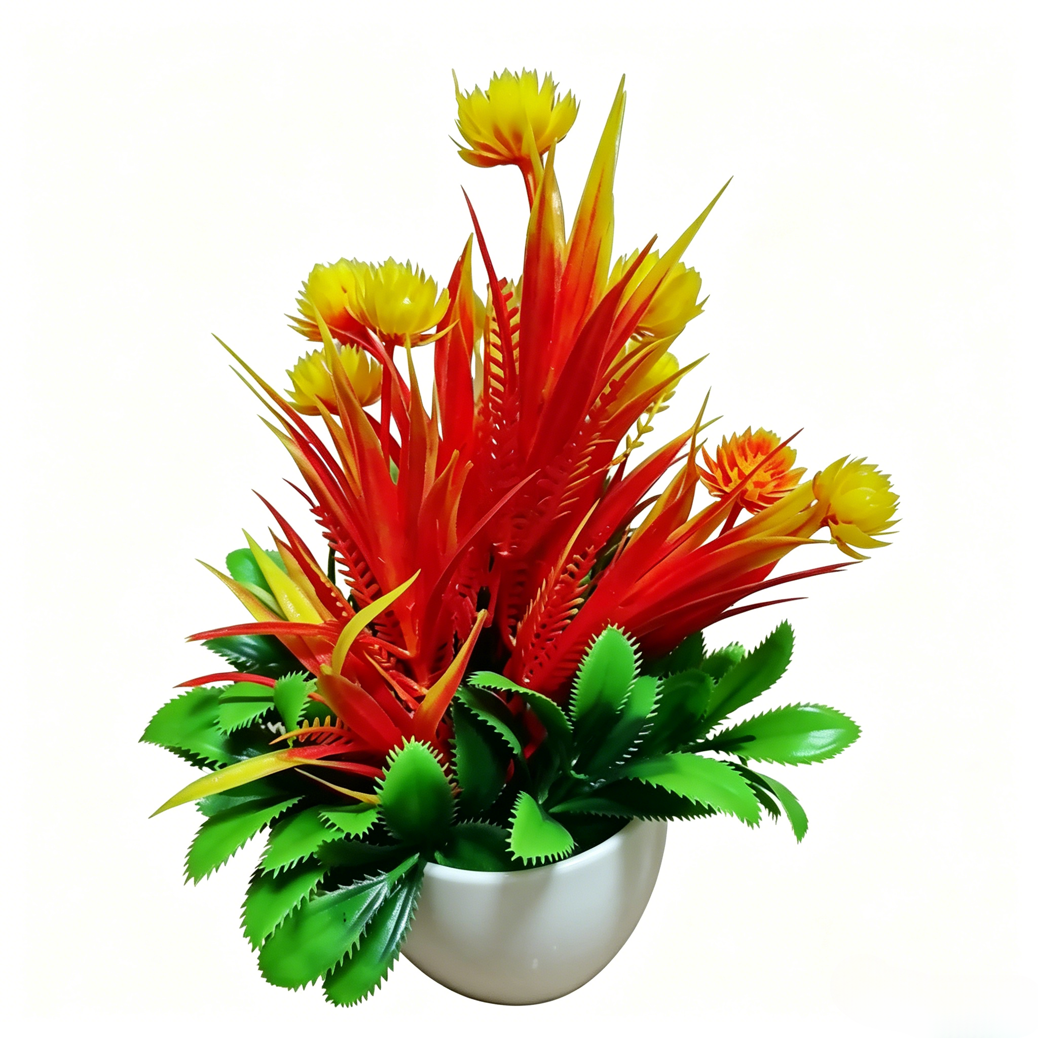 2pcs Fake Potted Artificial Flowers，Artificial Potted Plants, Fake Flowers with Base, All Season Decor for Dining Table, Desktop, Home, Bathroom & Office Decoration