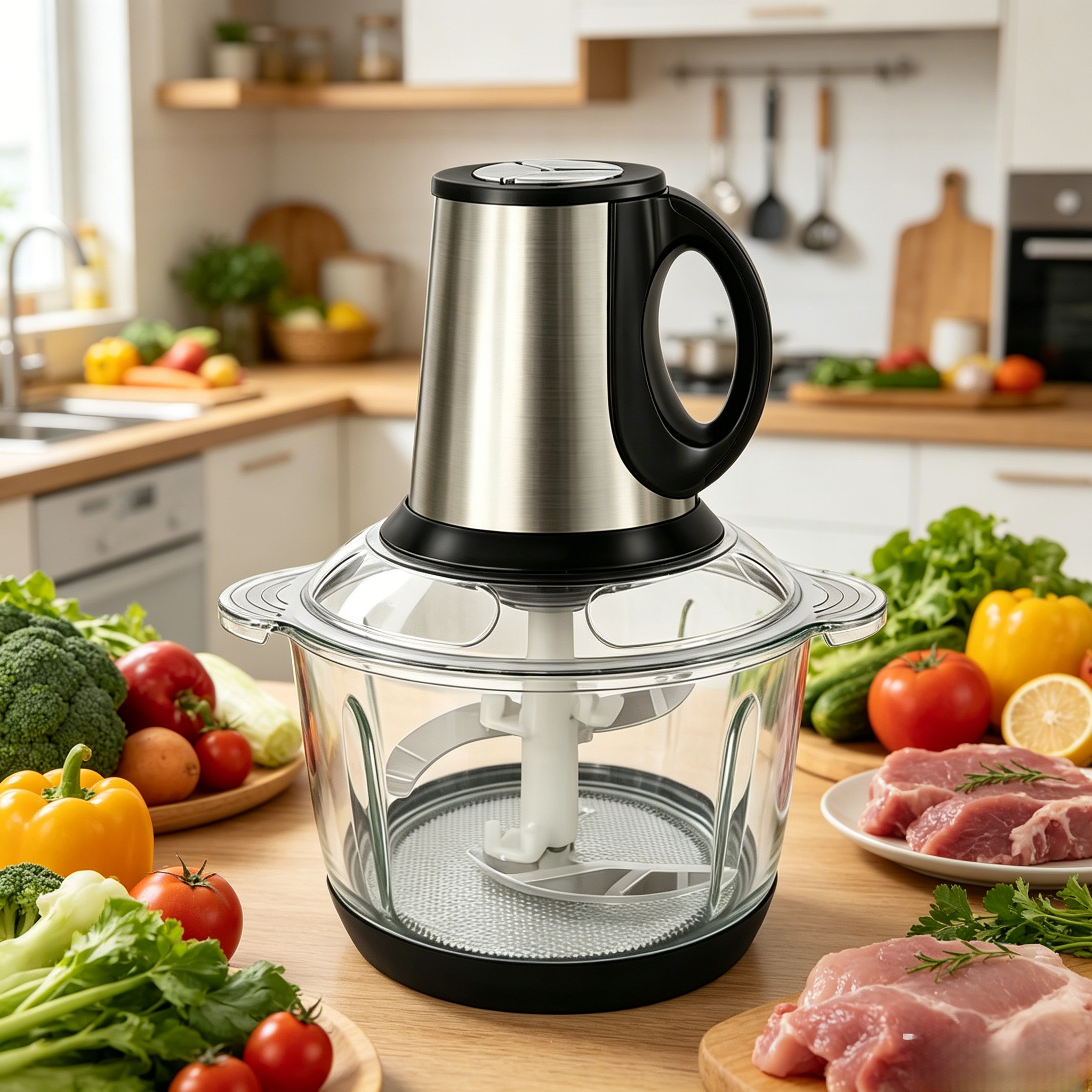 Electric Meat Grinder 3L 800W Stainless Steel Electric Meat Grinder 2 Speed Food Chopper Mincer Blender