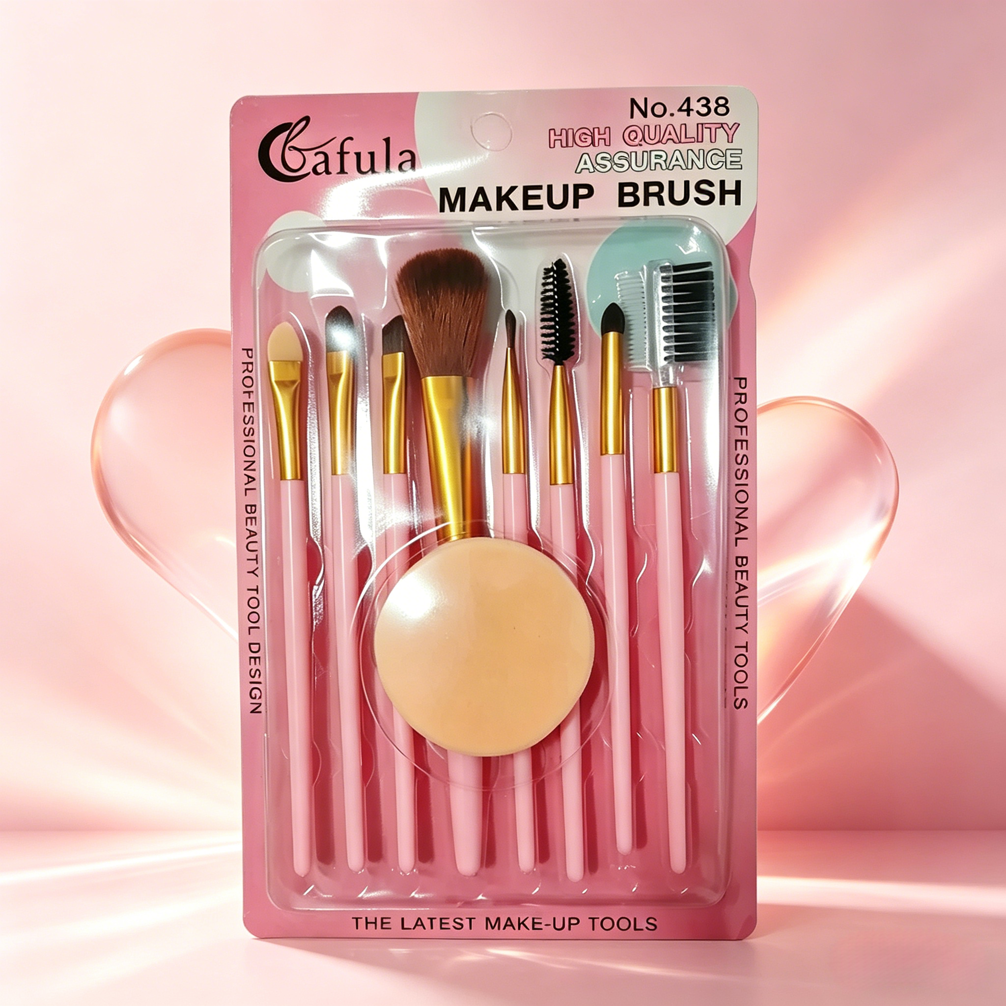 8-piece makeup brush set, beginner's all-in-one tool set including makeup sponge, featuring eyeshadow brush, blush brush, foundation brush, eyeliner brush and contour brush, suitable for daily makeup