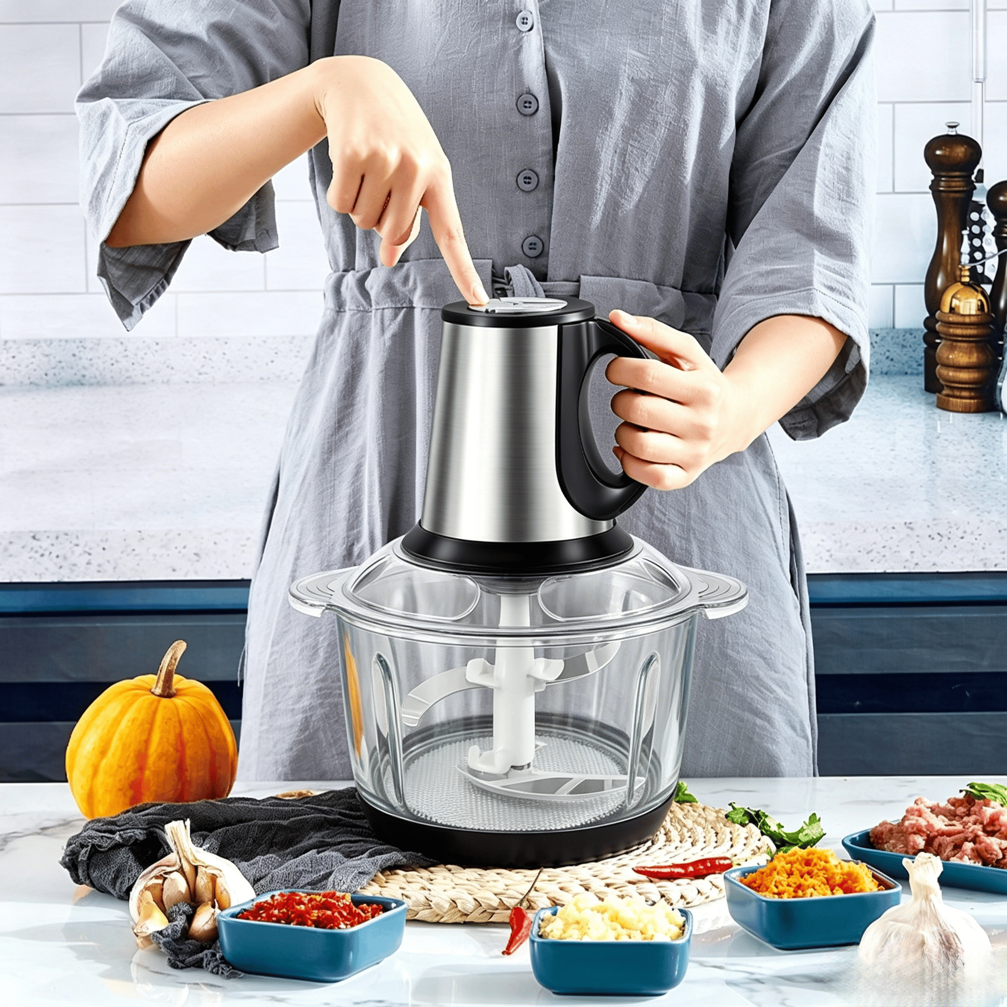 Electric Meat Grinder 3L 800W Stainless Steel Electric Meat Grinder 2 Speed Food Chopper Mincer Blender