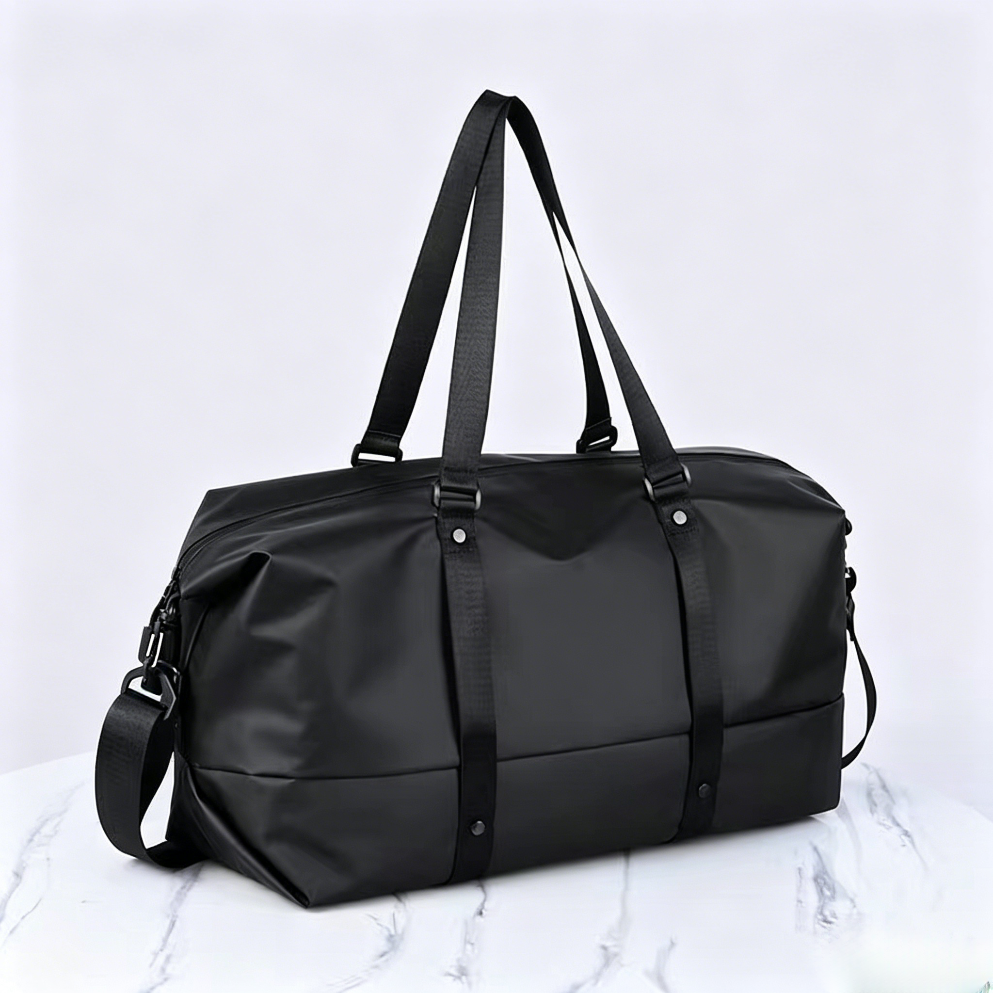 Unisex Large Sports Gym Bag Travel Duffel Bag Wet Dry Separation Luggage Weekend Overnight Bag Black