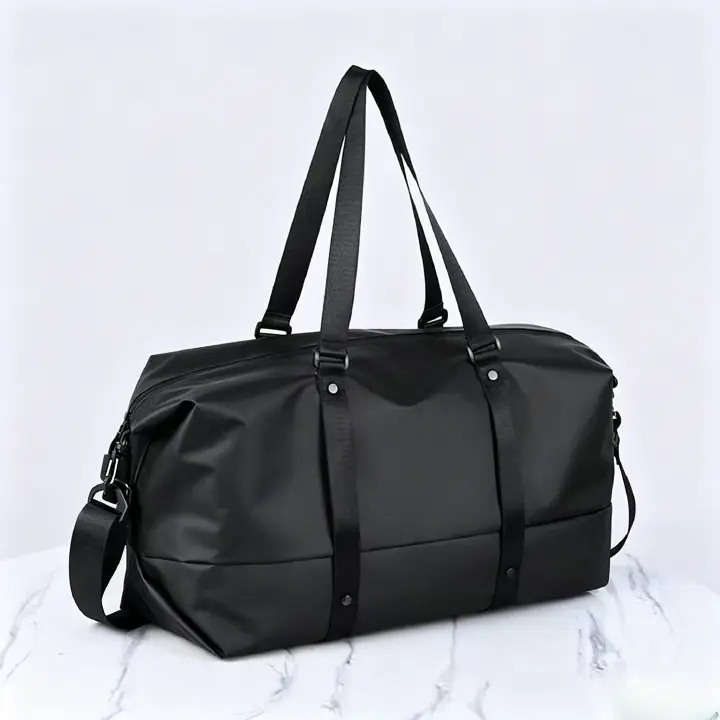 Unisex Large Sports Gym Bag Travel Duffel Bag Wet Dry Separation Luggage Weekend Overnight Bag Black