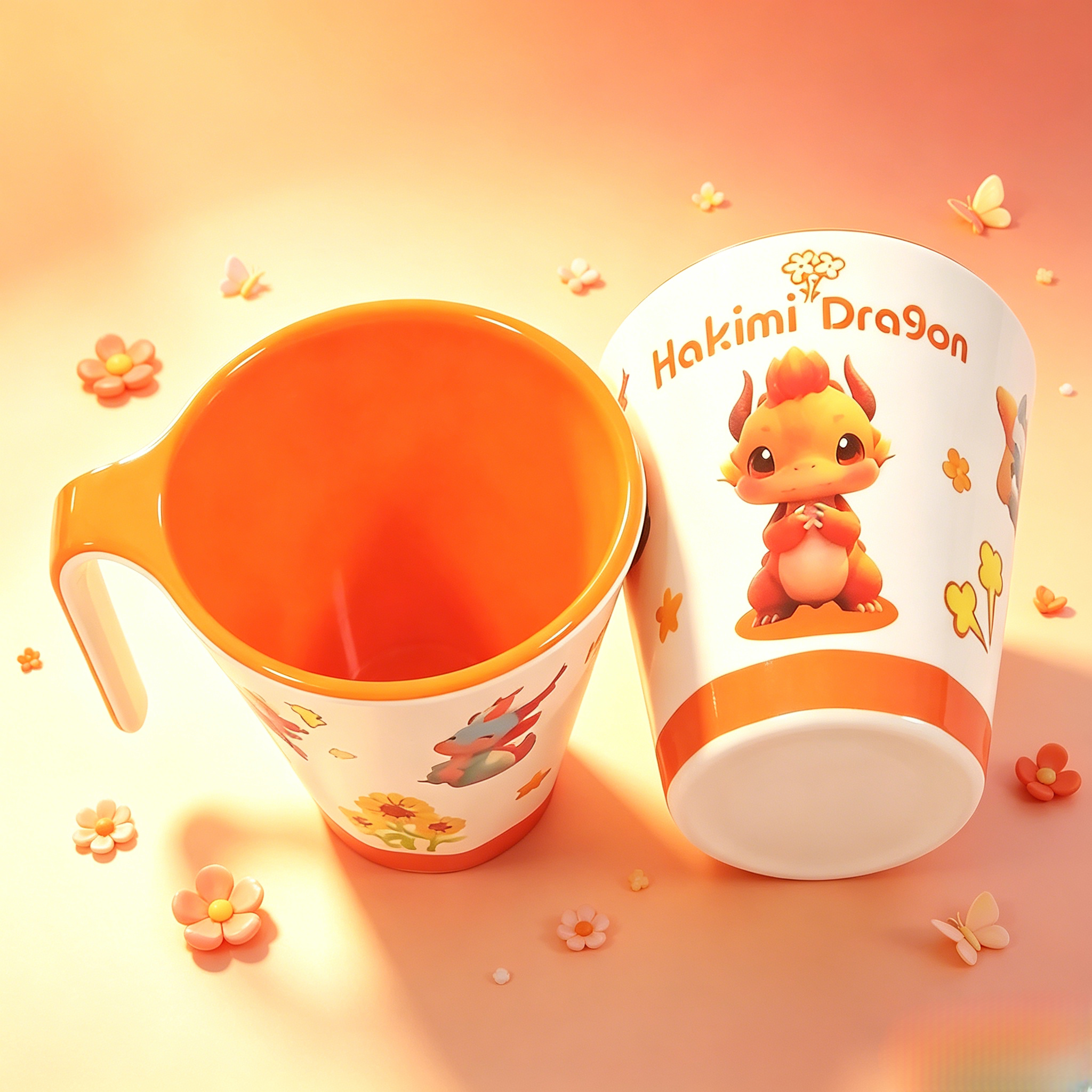 Cartoon Water Mug, Uncovered Drinking Cup, Cute Cartoon Pattern Plastic Water Cup for Home School Office Daily Use，Plain No Lid Water Cup，Plastic Drinking Cup，Home Daily Water Cup