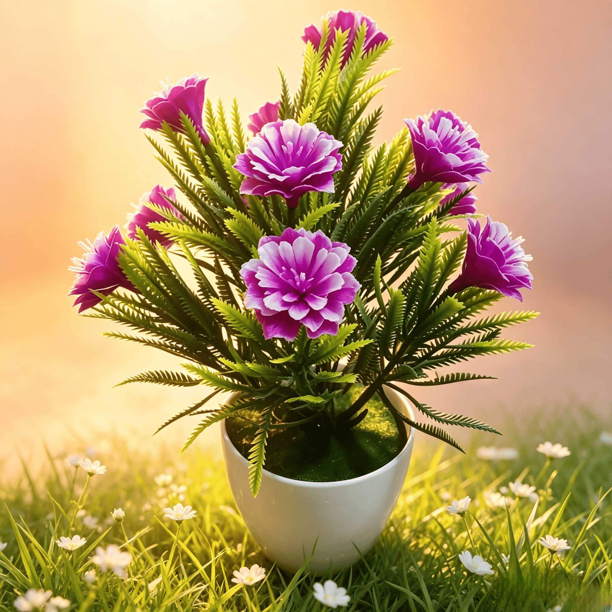 2pcs Fake Potted Artificial Flowers，Artificial Potted Plants, Fake Flowers with Base, All Season Decor for Dining Table, Desktop, Home, Bathroom & Office Decoration