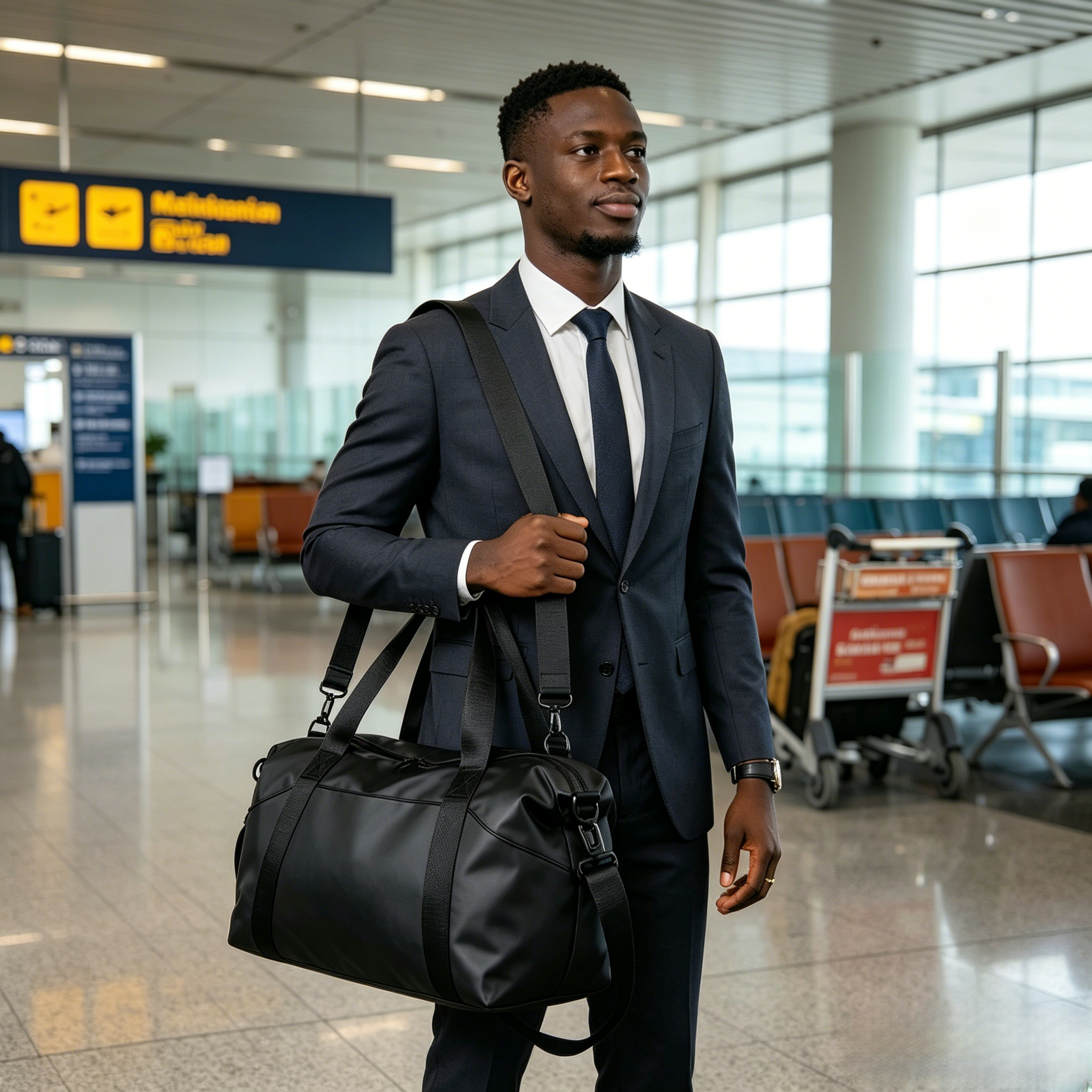 Unisex Large Travel Duffel Bag, Sport Gym Bag with Wet & Dry Pocket, Portable Weekend Overnight Luggage Bag Black