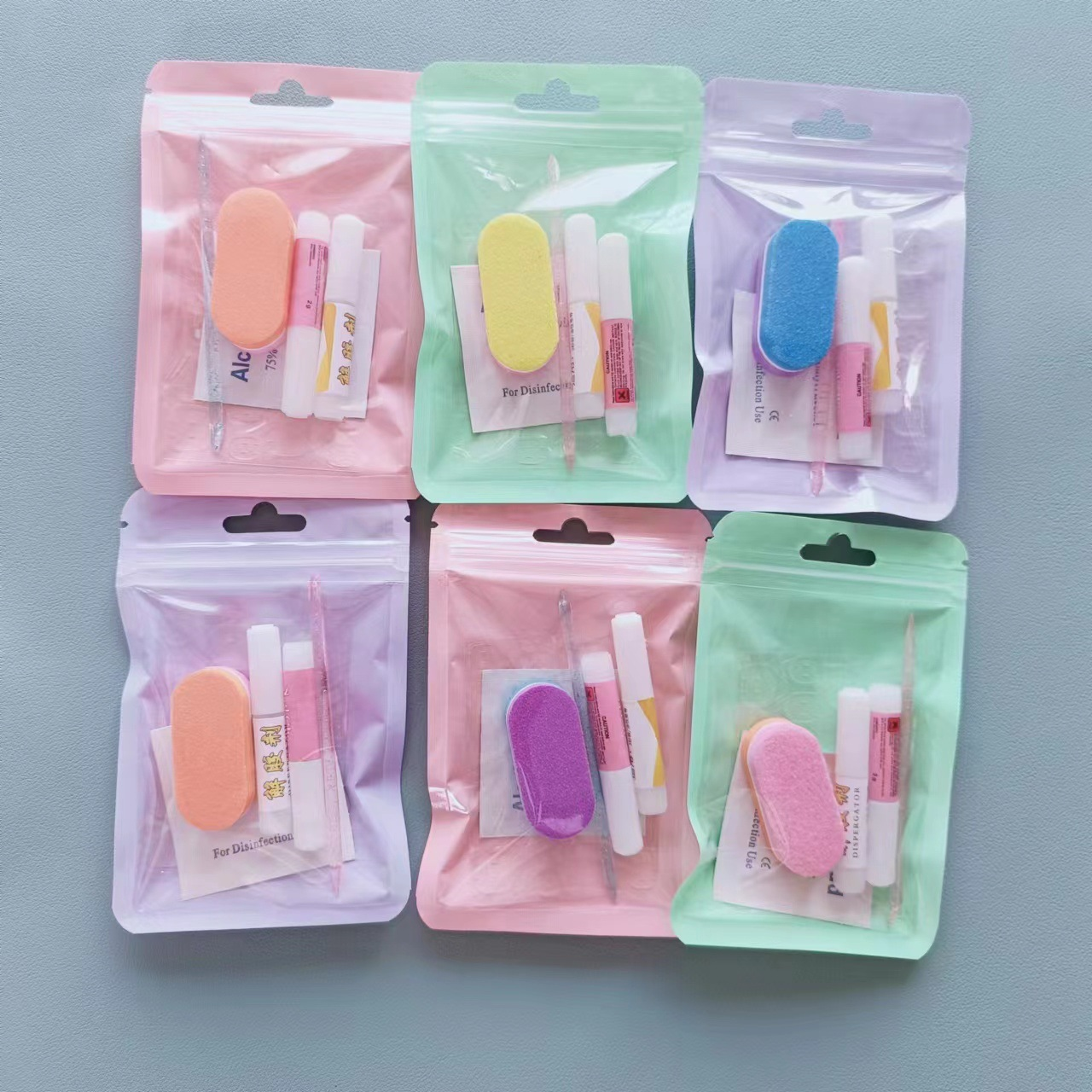 Super-strong adhesive jelly-like glue, 6-piece pack, jelly glue, alcohol cotton pads, crystal rods, glue, degreasing agent, nail file, solid adhesive materials set for manicure tools view 5