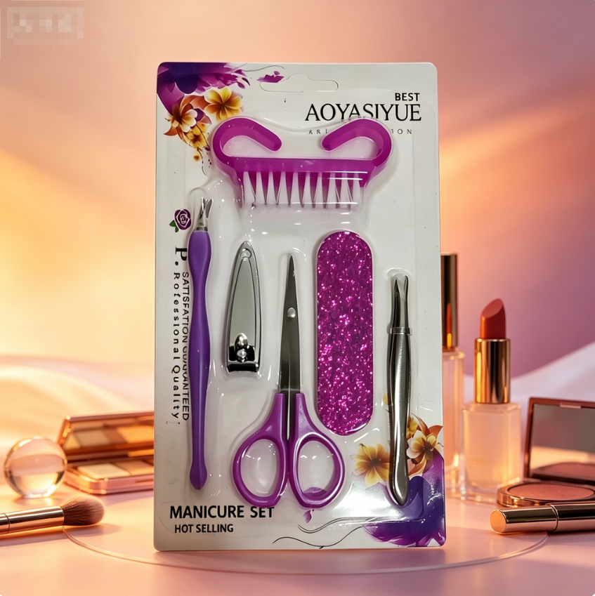 5Pcs Pink Nail & Foot Care Set For Men & Women, Complete Pedicure Manicure Kit With Nail Clipper, Foot Scrub Gel, Foot Brush, Exfoliating Cream & Nail File