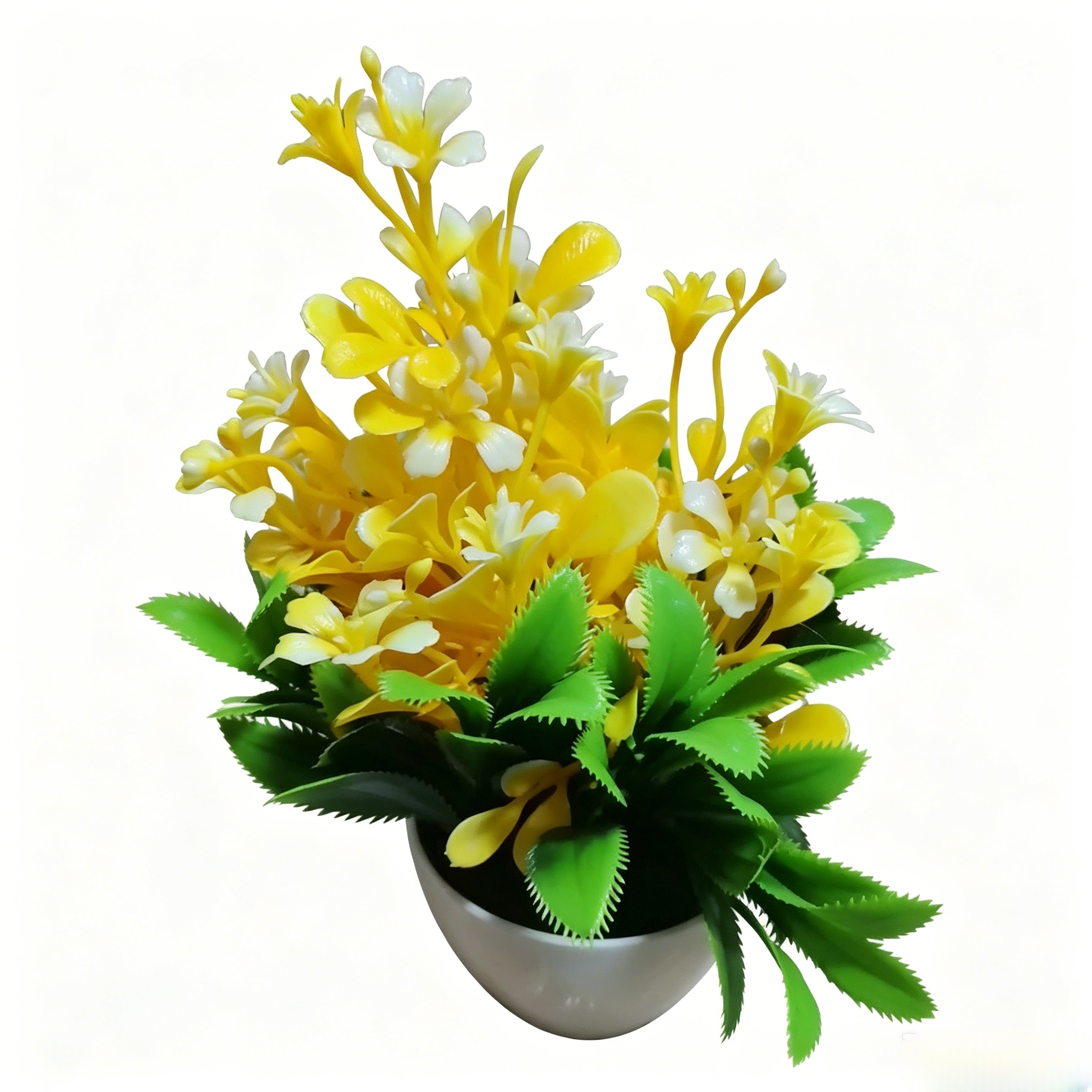 2Pcs Artificial Flowers with Plastic Pots, Realistic Artificial Flower Potted Set,Fake Potted Plants for Home Office Commercial Decoration