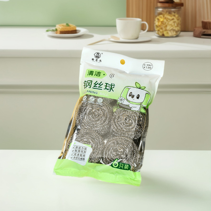 6 Pcs Stainless Steel Scrubber, Heavy Duty Metal Scouring Pad, Reusable Steel Wool Cleaner for Pot, Pan, Kitchen & Bathroom