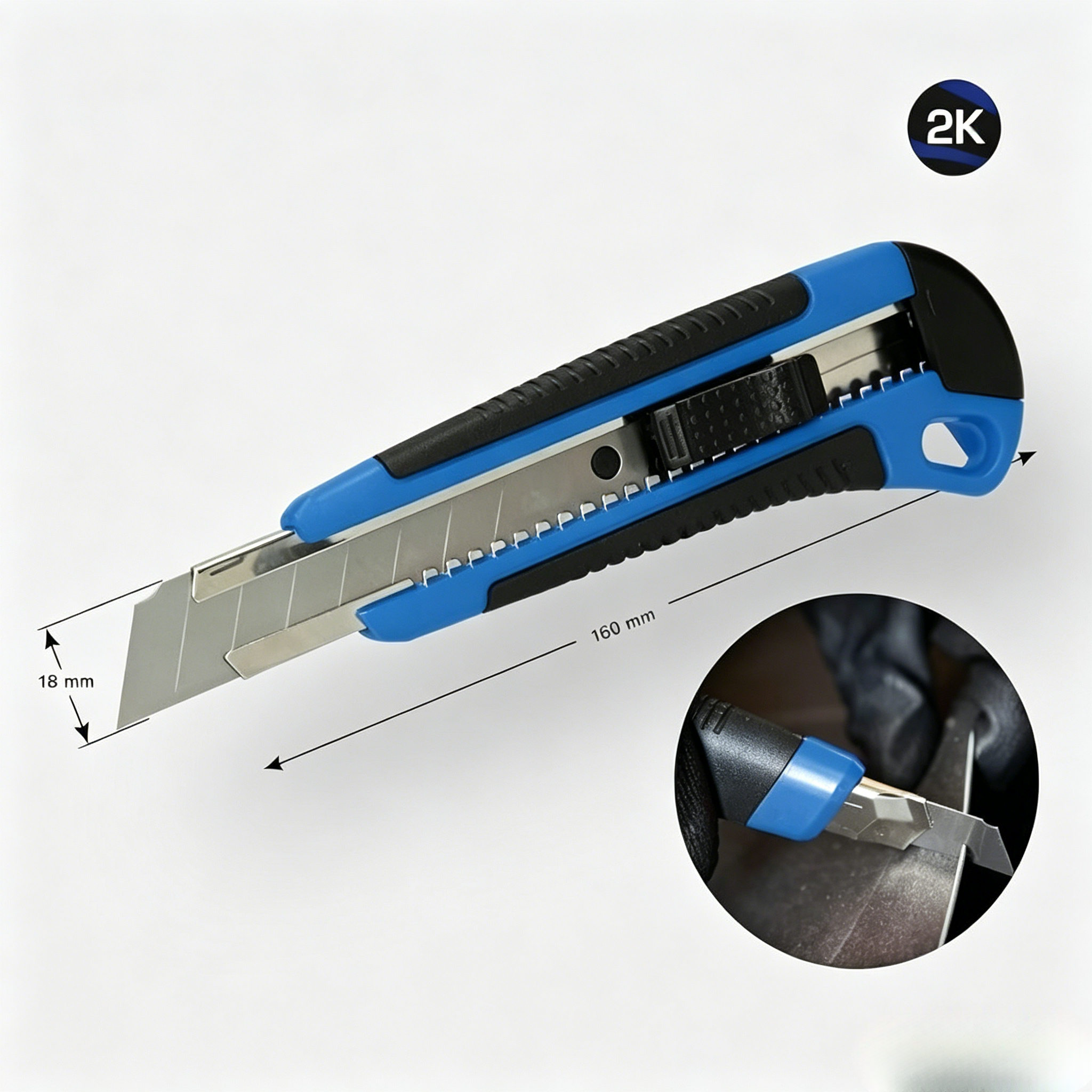 Utility Knife，Retractable Utility Knife Heavy Duty Box Cutter, TPR Non-Slip Handle, ABS Body with Stainless Steel Blade Slot, Extra Replacement Blade Included for Home Office Warehouse Use