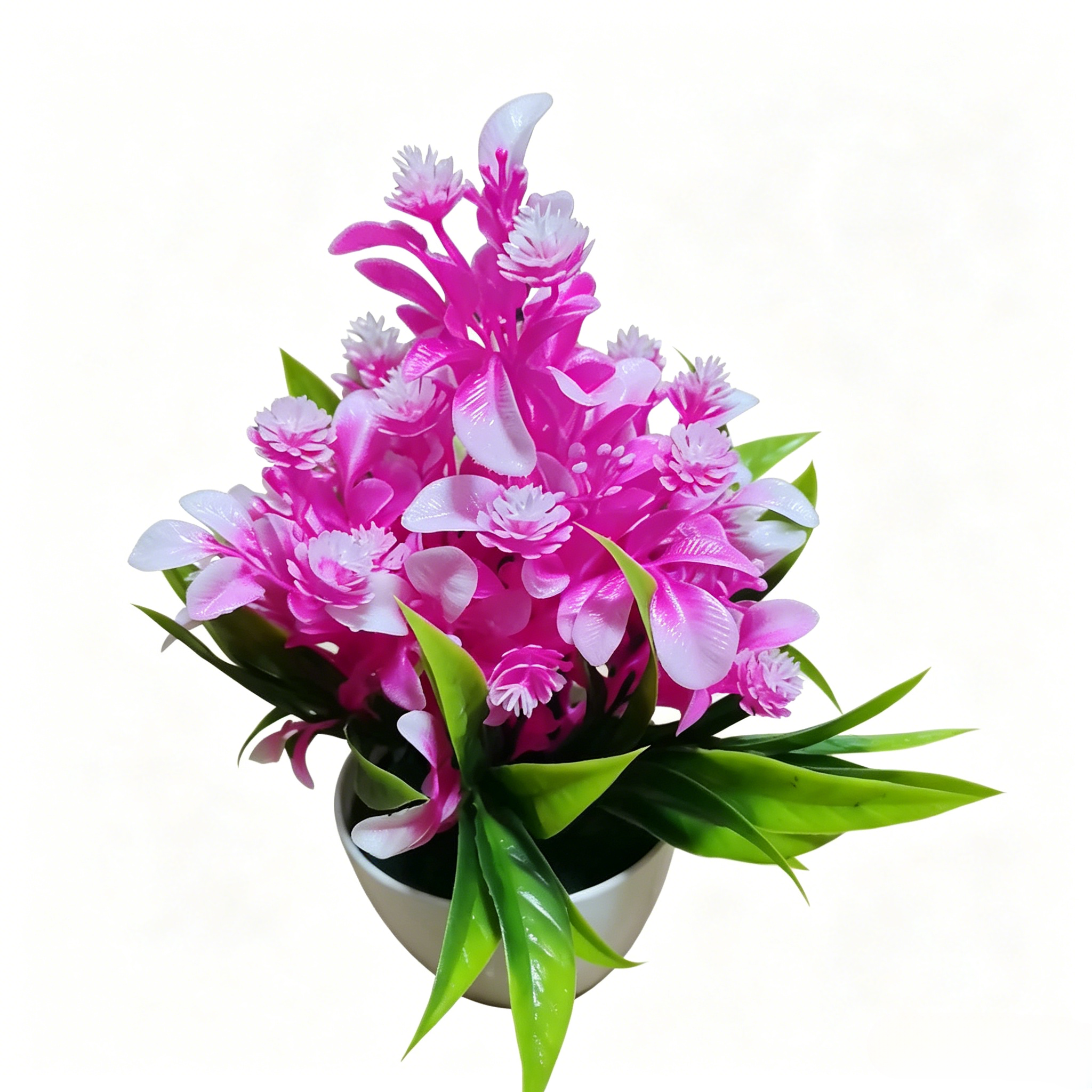 Fake Potted Artificial Flowers，Artificial Potted Plants, Fake Flowers with Base, All Season Decor for Dining Table, Desktop, Home, Bathroom & Office Decoration