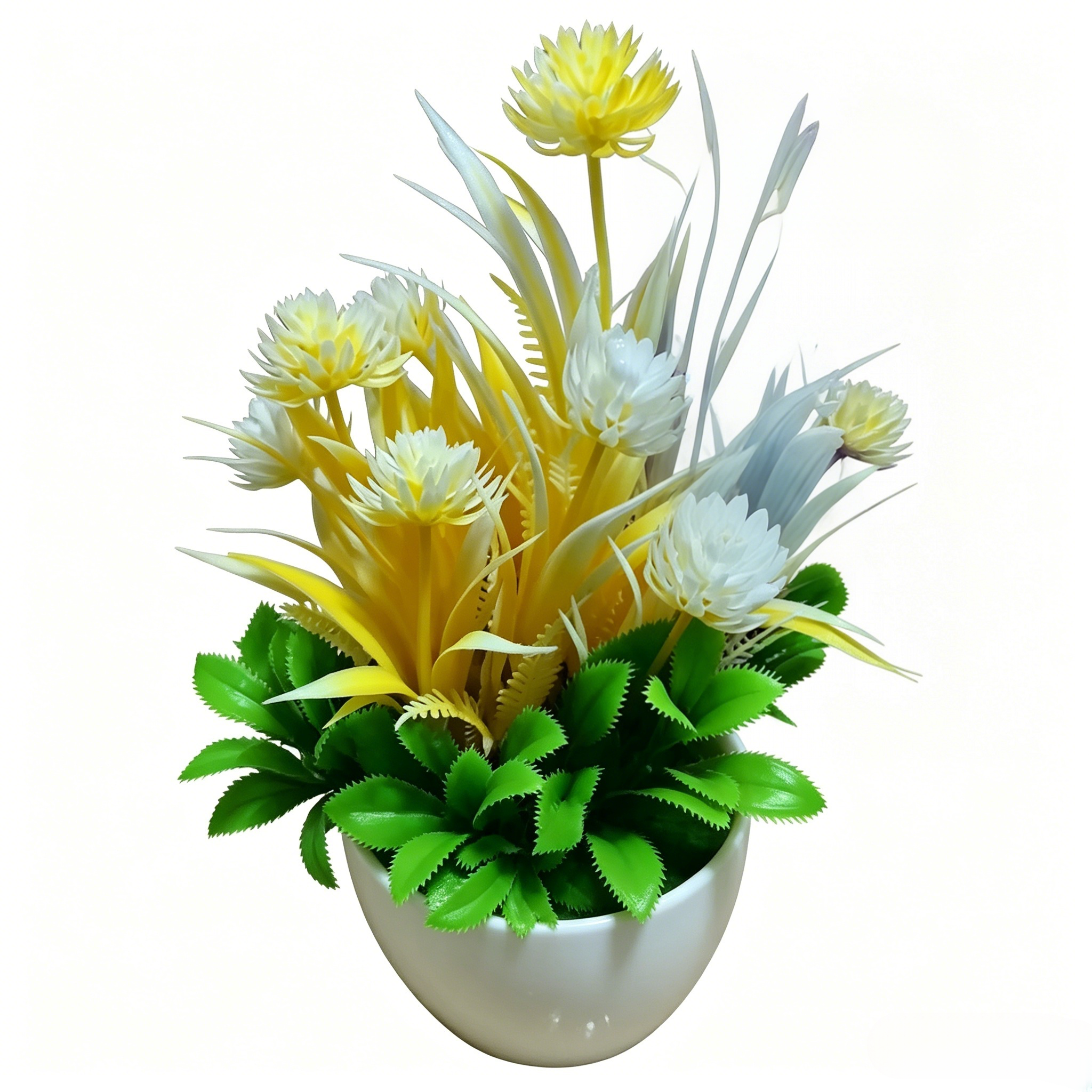 2pcs Fake Potted Artificial Flowers，Artificial Potted Plants, Fake Flowers with Base, All Season Decor for Dining Table, Desktop, Home, Bathroom & Office Decoration