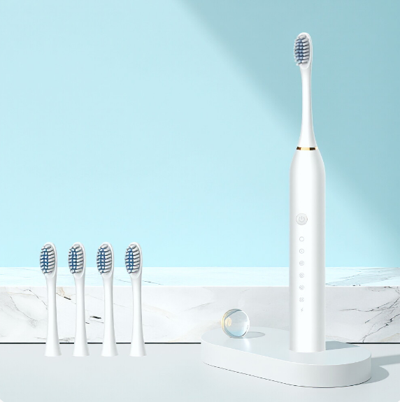 Ultra White Soft Bristle Electric Toothbrush with 4 Brush Heads, USB Rechargeable, Multi-Mode & Smart Timer