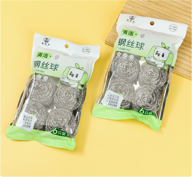 6 Pcs Stainless Steel Scrubber, Heavy Duty Metal Scouring Pad, Reusable Steel Wool Cleaner for Pot, Pan, Kitchen & Bathroom