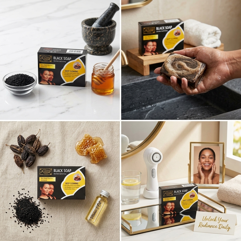 Soap Black Seed & Honey Black Soap | Face & Body Cleanser for Acne, Brightening & Anti-Aging Black seed honey soap, face body wash, anti-acne soap, skin brightening soap, deep cleansing soap