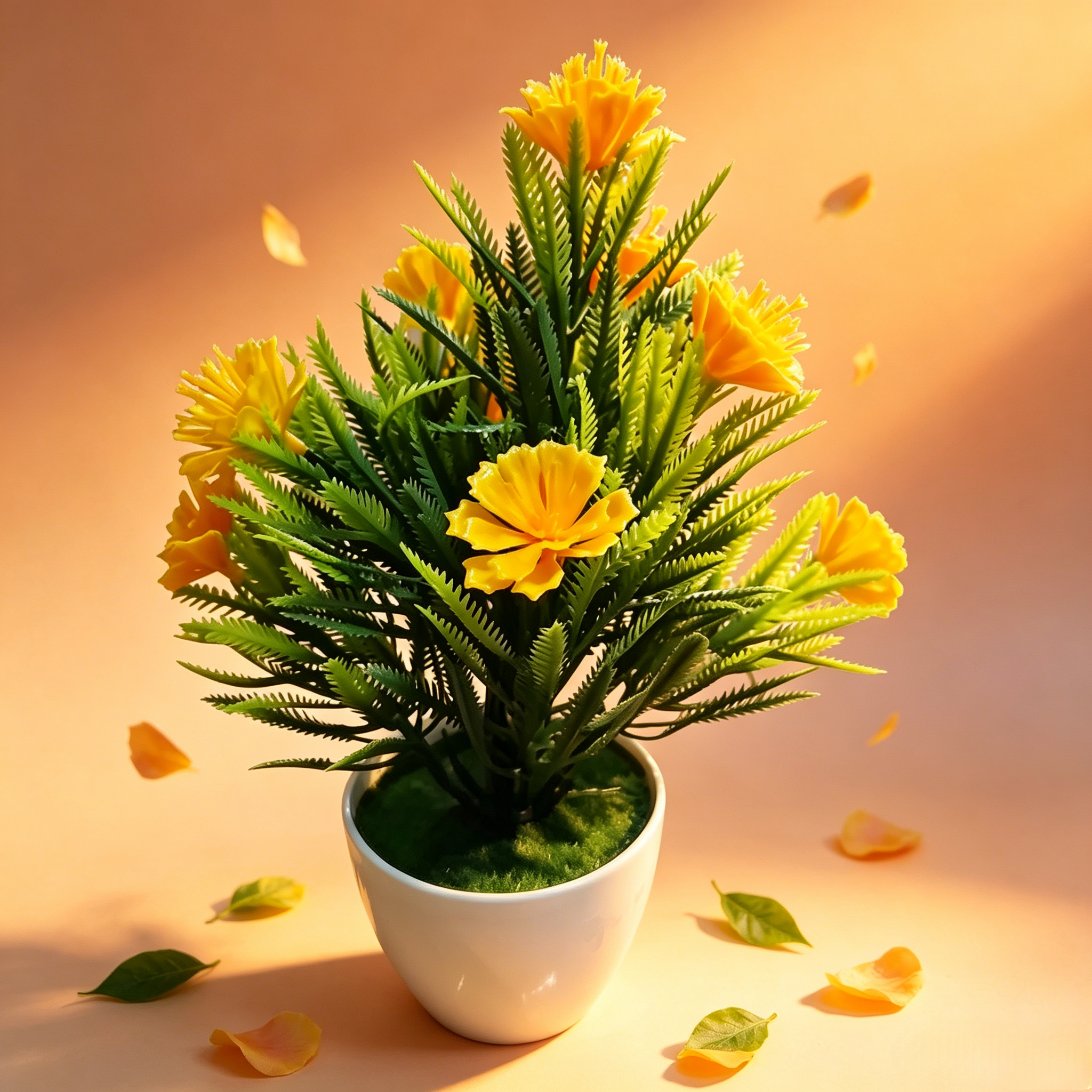 2pcs Fake Potted Artificial Flowers，Artificial Potted Plants, Fake Flowers with Base, All Season Decor for Dining Table, Desktop, Home, Bathroom & Office Decoration