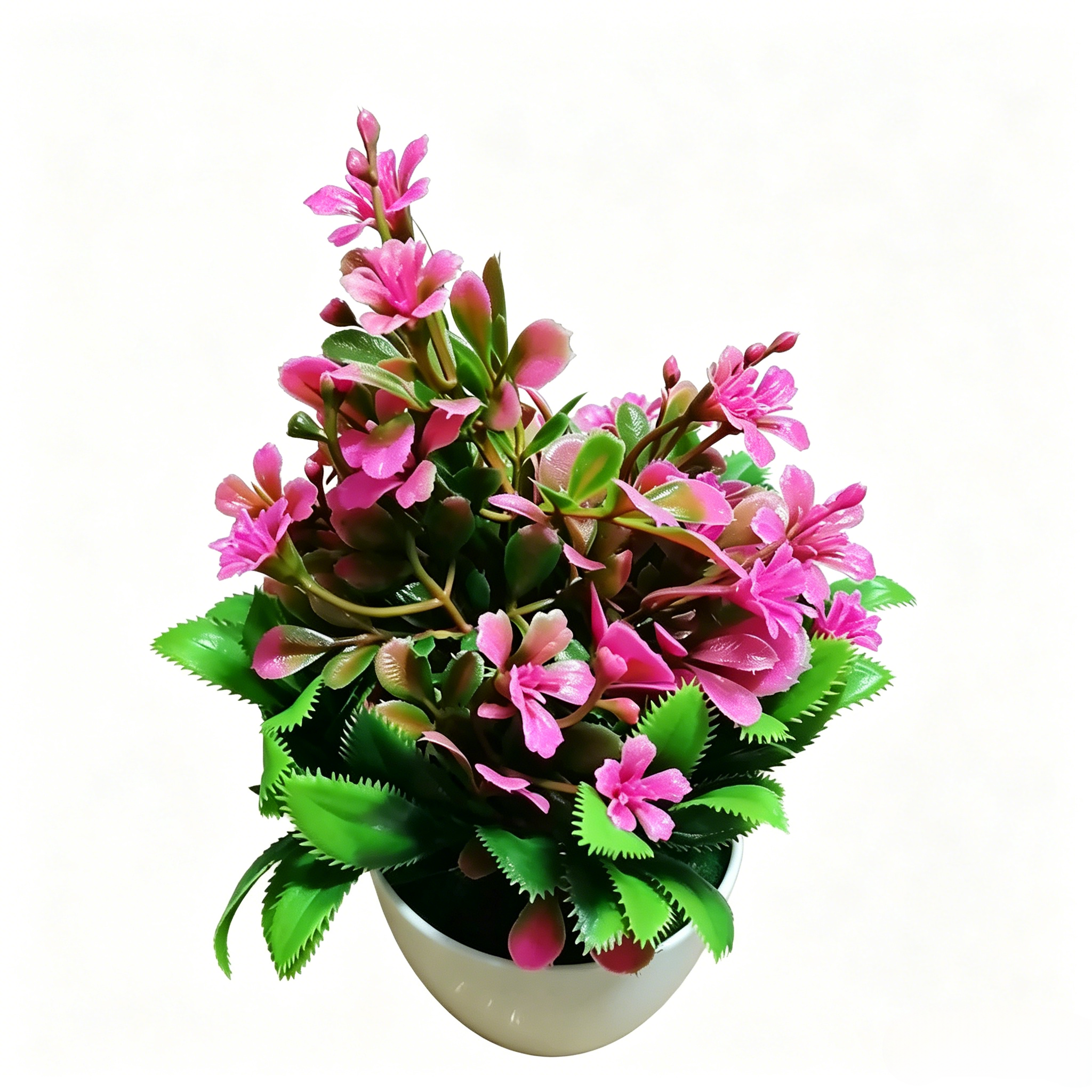 2Pcs Artificial Flowers with Plastic Pots, Realistic Artificial Flower Potted Set,Fake Potted Plants for Home Office Commercial Decoration