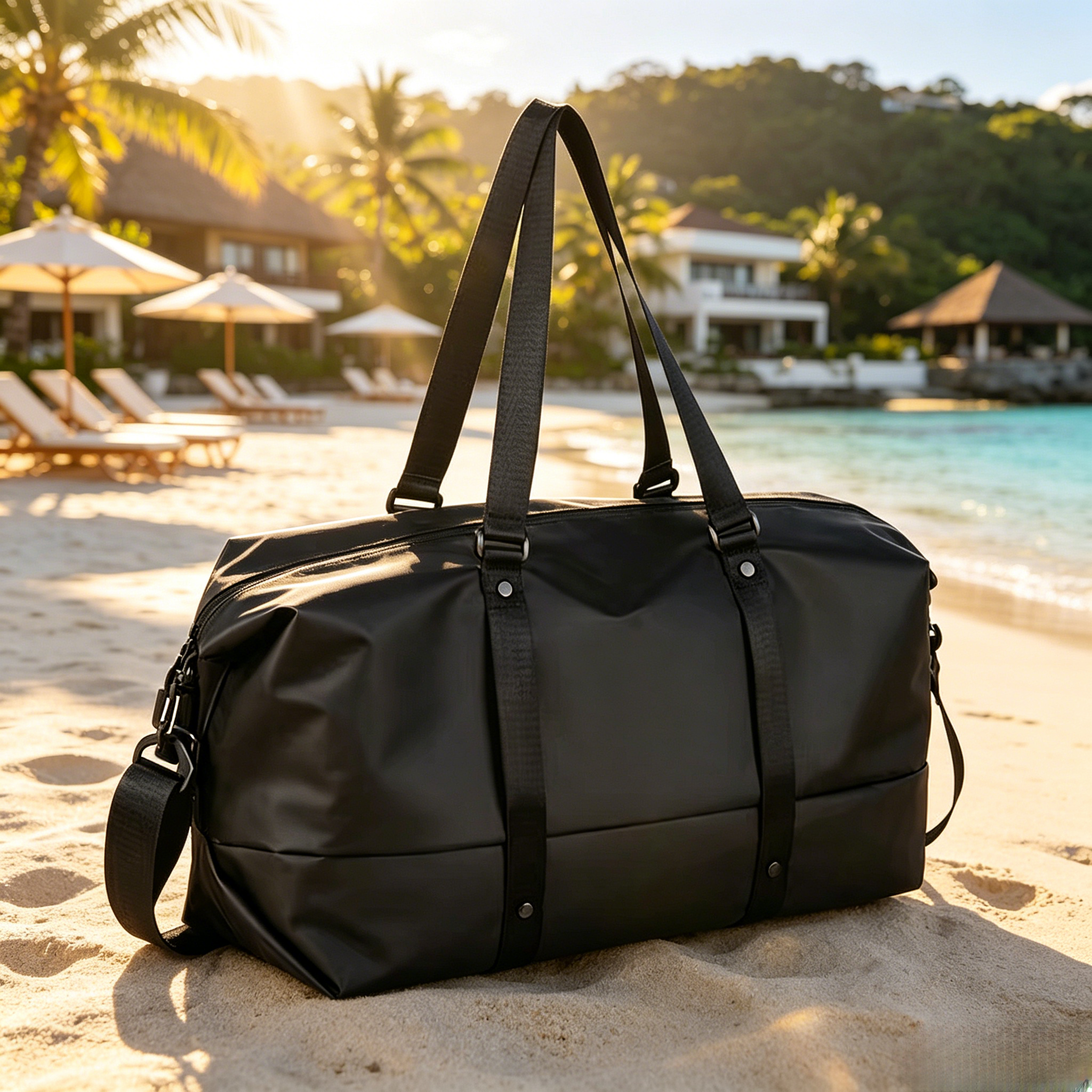 Unisex Large Sports Gym Bag Travel Duffel Bag Wet Dry Separation Luggage Weekend Overnight Bag Black