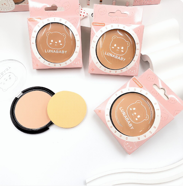 Powder bear figurine, oil-control moisturizing setting powder, long-lasting non-clumping concealer powder, daily facial makeup cosmetics view 3