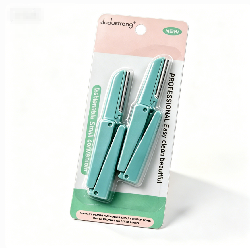 2PCS Folding Eyebrow Trimmer, Stainless Steel Blade Eyebrow Scraper with Protective Net，   Folding Eyebrow Trimmer, Eyebrow Scraper, Stainless Steel Eyebrow Razor, Beauty Eyebrow Trimming Tool view 6