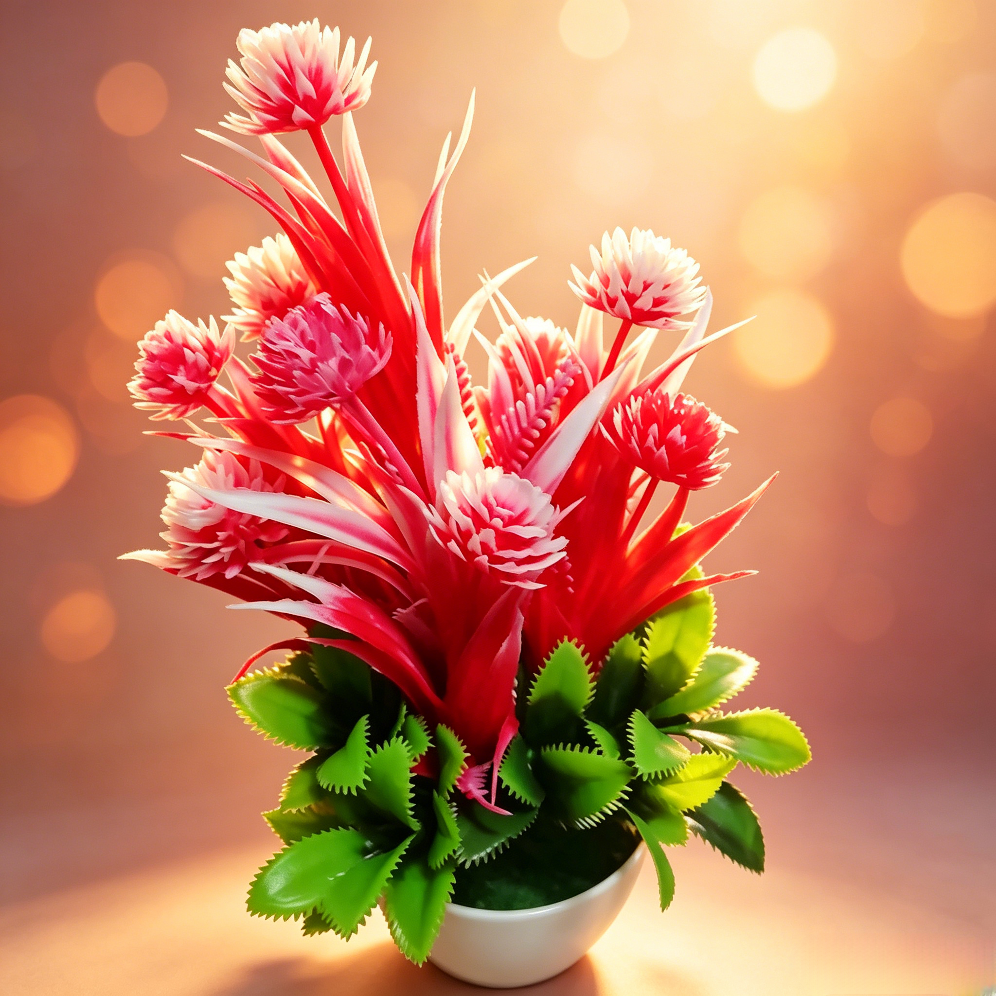 2pcs Fake Potted Artificial Flowers，Artificial Potted Plants, Fake Flowers with Base, All Season Decor for Dining Table, Desktop, Home, Bathroom & Office Decoration
