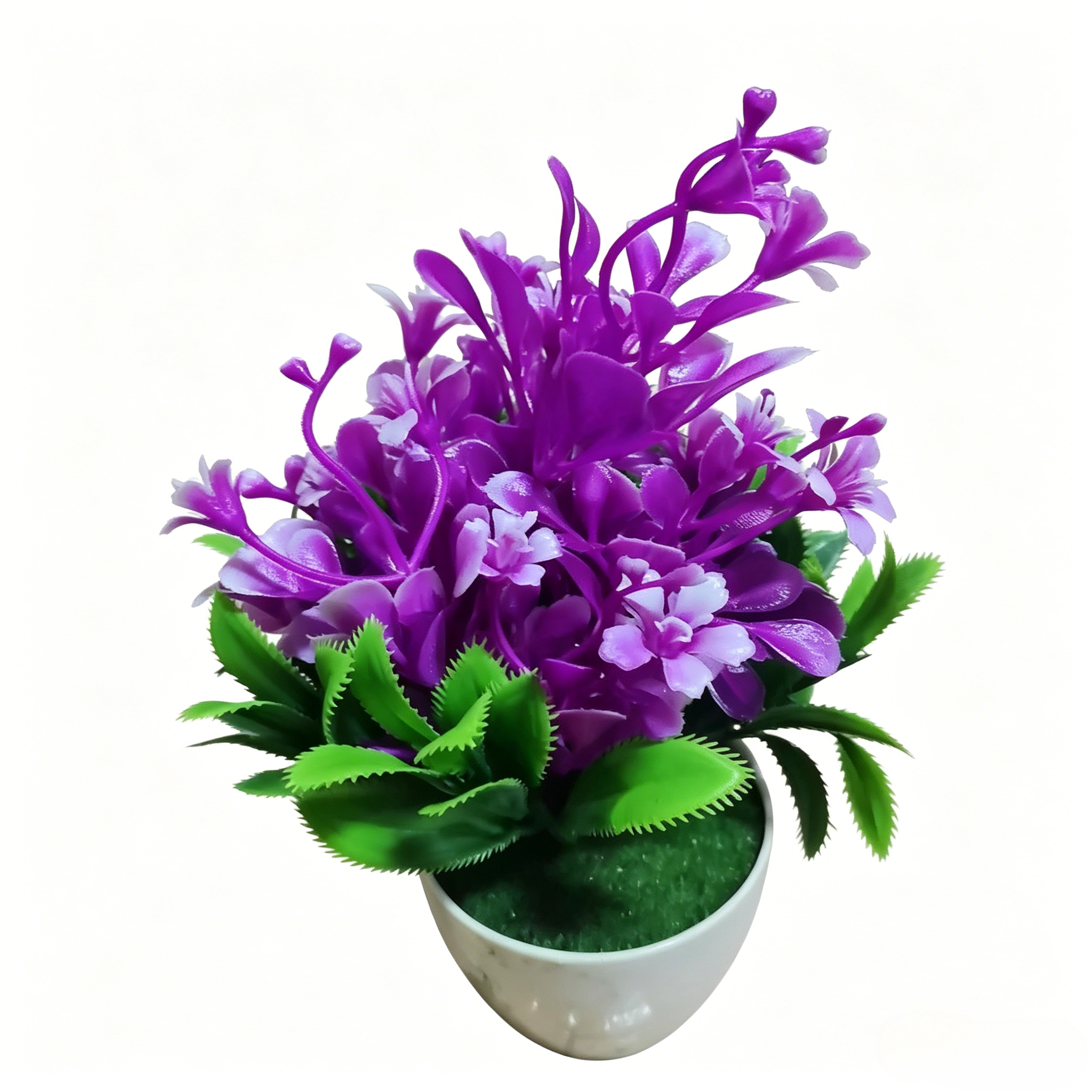 2Pcs Artificial Flowers with Plastic Pots, Realistic Artificial Flower Potted Set,Fake Potted Plants for Home Office Commercial Decoration
