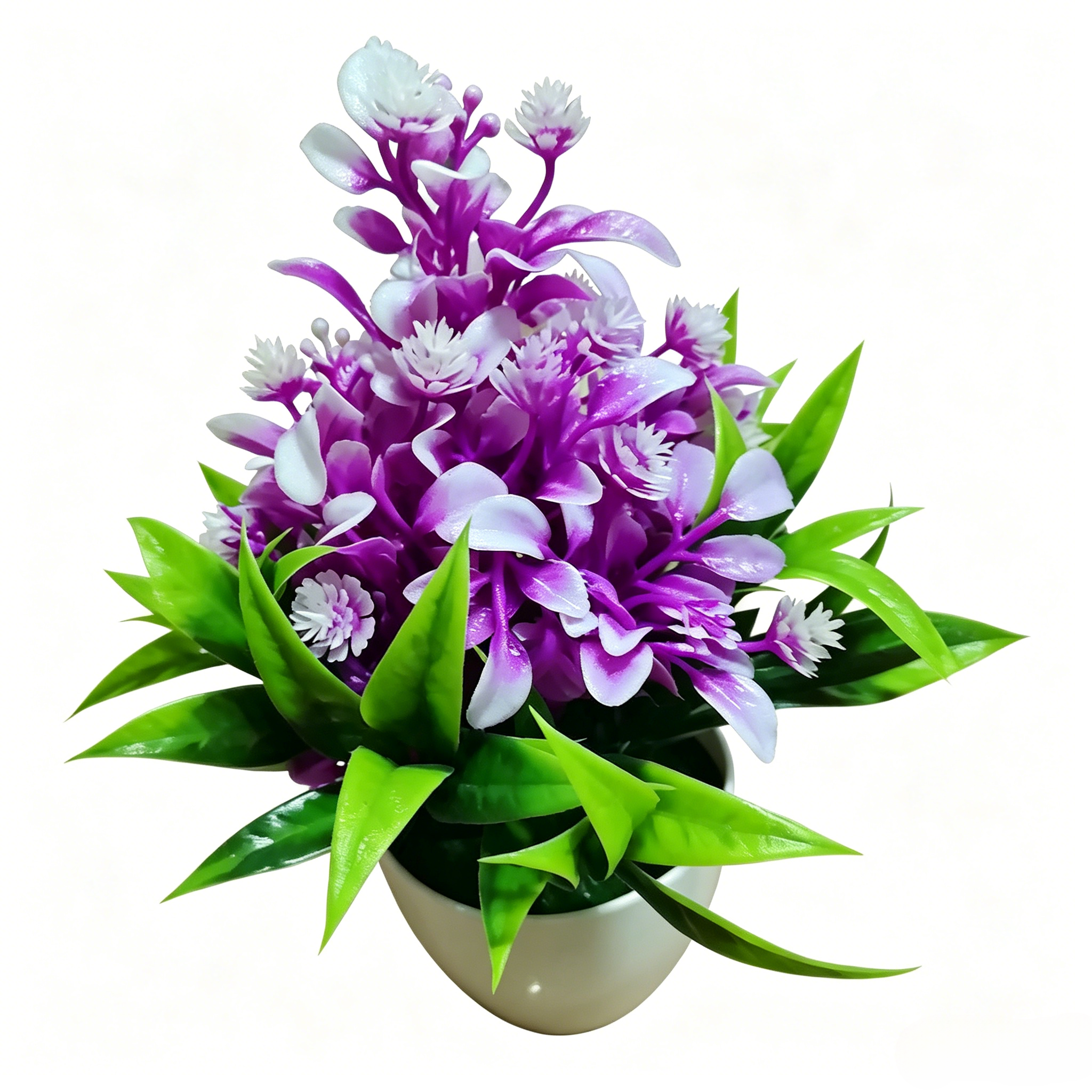Fake Potted Artificial Flowers，Artificial Potted Plants, Fake Flowers with Base, All Season Decor for Dining Table, Desktop, Home, Bathroom & Office Decoration