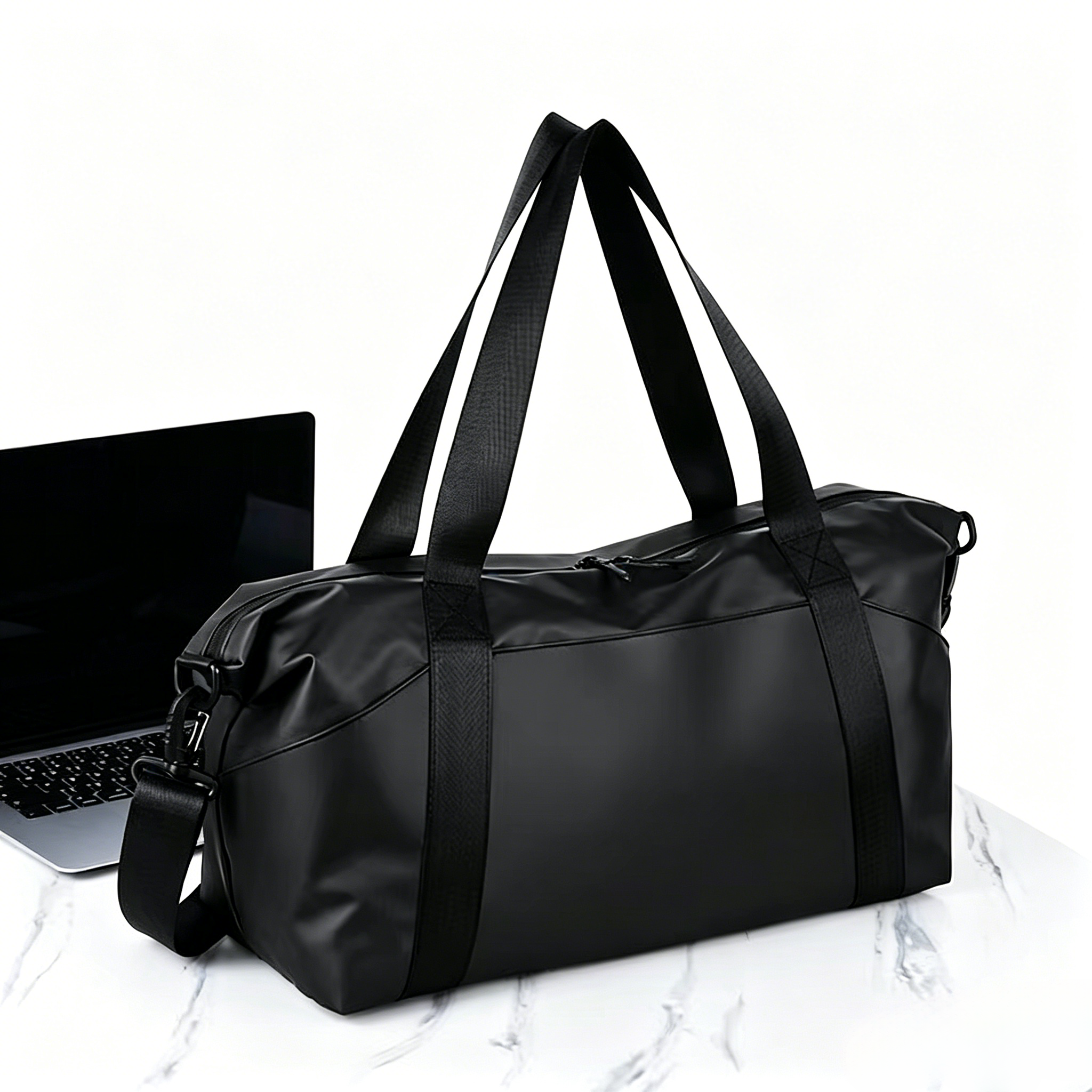 Unisex Large Travel Duffel Bag, Sport Gym Bag with Wet & Dry Pocket, Portable Weekend Overnight Luggage Bag Black