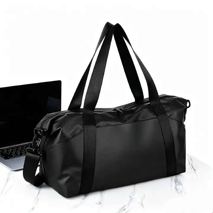 Unisex Large Travel Duffel Bag, Sport Gym Bag with Wet & Dry Pocket, Portable Weekend Overnight Luggage Bag Black