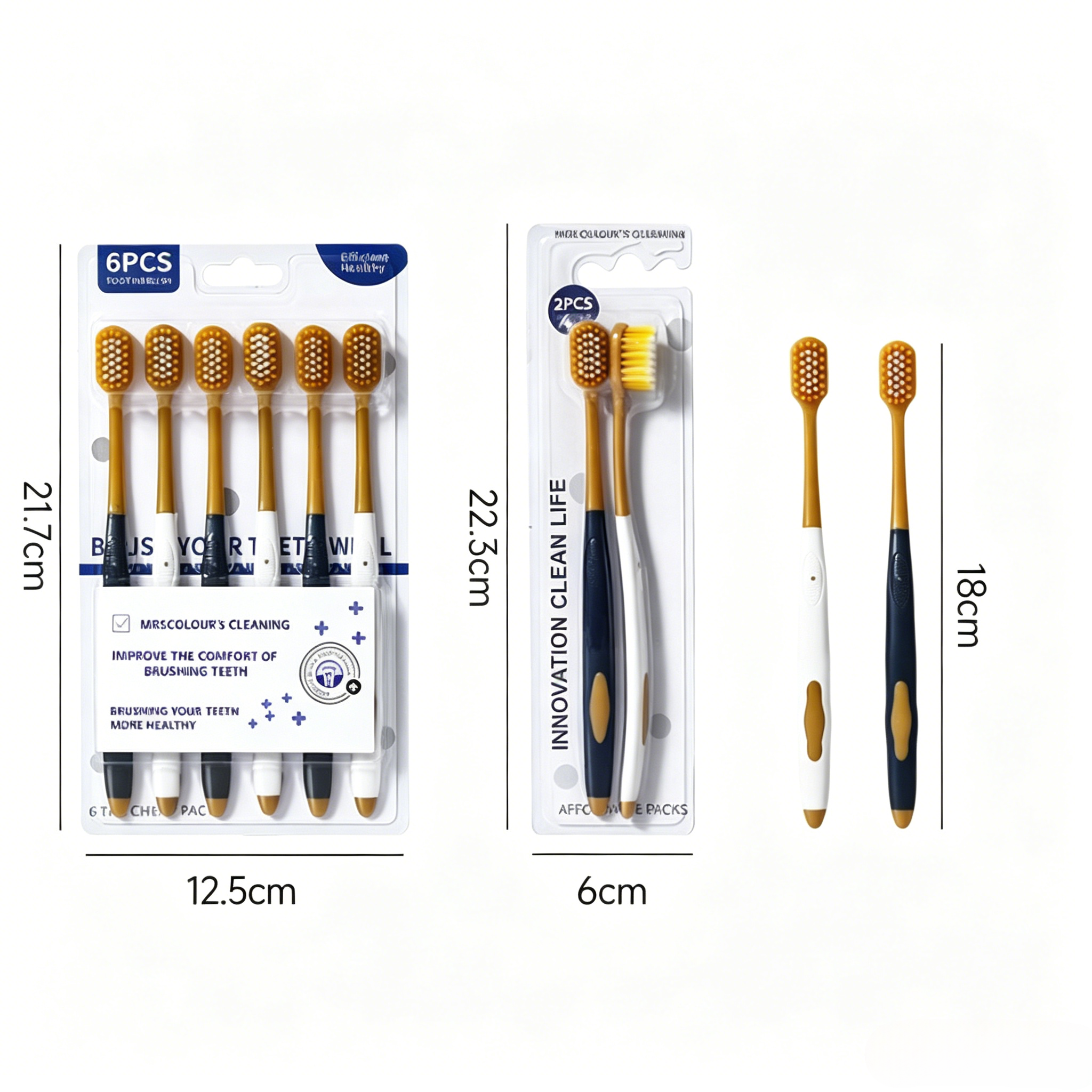 Soft Bristle Adult Toothbrush 6pcs Pack Wide Head Gentle Clean For Teeth & Gum Daily Home Use